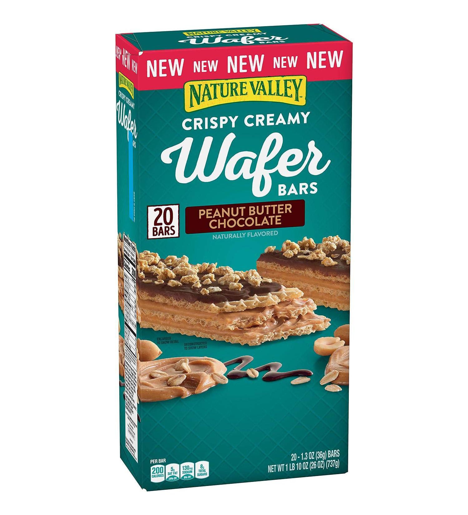 Nature Valley Peanut Butter Chocolate 1.3 oz Wafer Bars - 20 Count Pack (26 oz) | Crispy Creamy Energy Bars - Buy Online on GoSupps.com