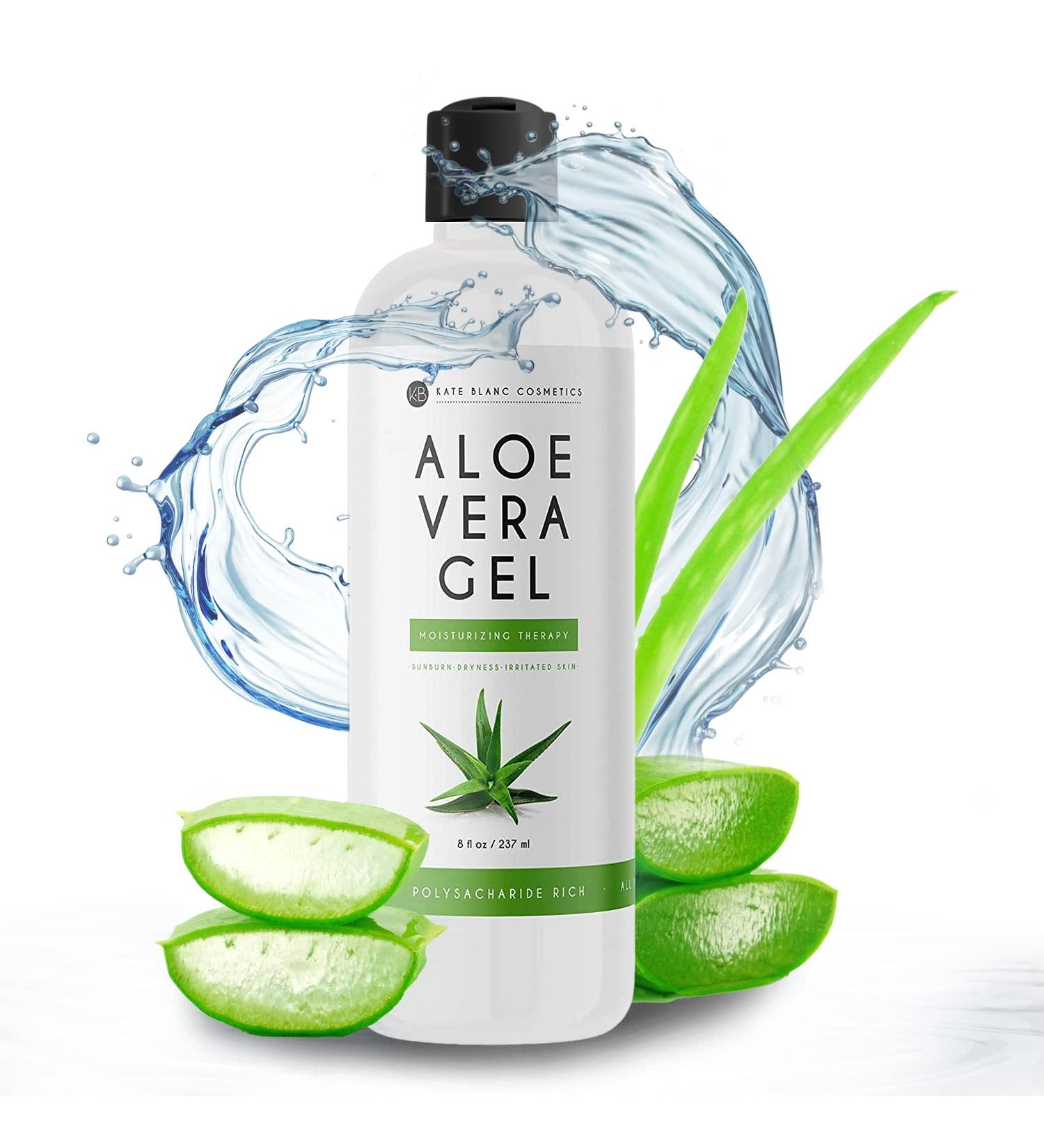 Kate Blanc Cosmetics Aloe Vera Gel (8 oz) for Face, Skin & Hair Growth | Organic Pure Aloe Gel for Sunburn Relief, Dry Scalp Moisturizer - Buy Online on GoSupps.com