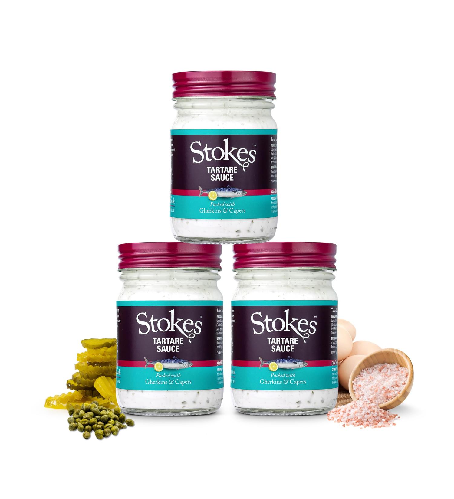 Stokes Real Tartare Sauce 3PK Smooth & Creamy Tartare Sauce Perfect For Fish Dishes Award Winning Gluten Free Tartare Sauce Made With Gherkins & Capers Beautifully Balanced Flavour 200g Glass Jar - Buy Online on GoSupps.com