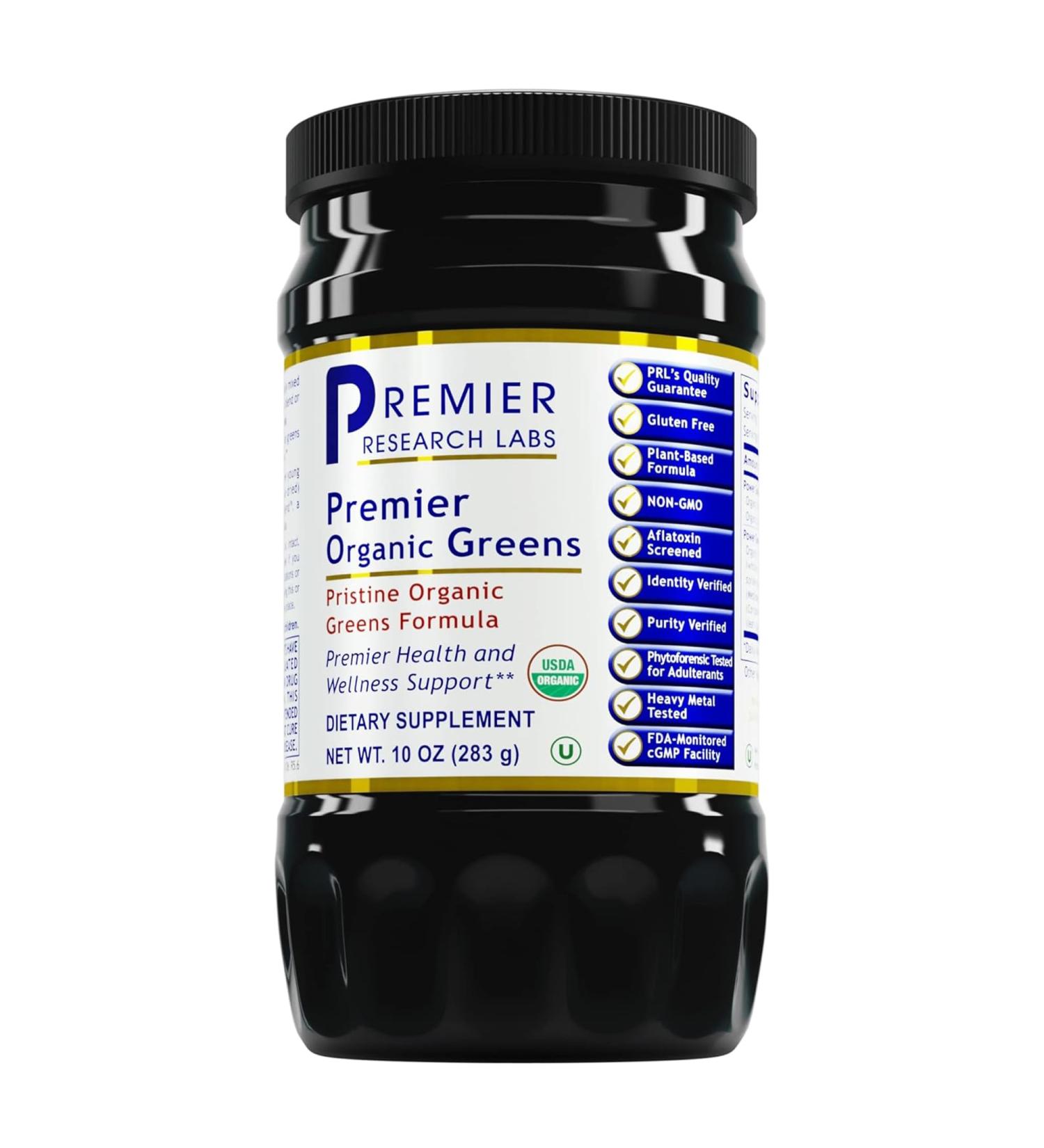 Premier Research Labs Premier Organic Greens - Super Greens Powder Greens Superfood Powder for Drinks Green Juice Nutrition Support Supergreens for Men & Women Spinach Alfalfa Chlorella - 10 oz - Buy Online on GoSupps.com