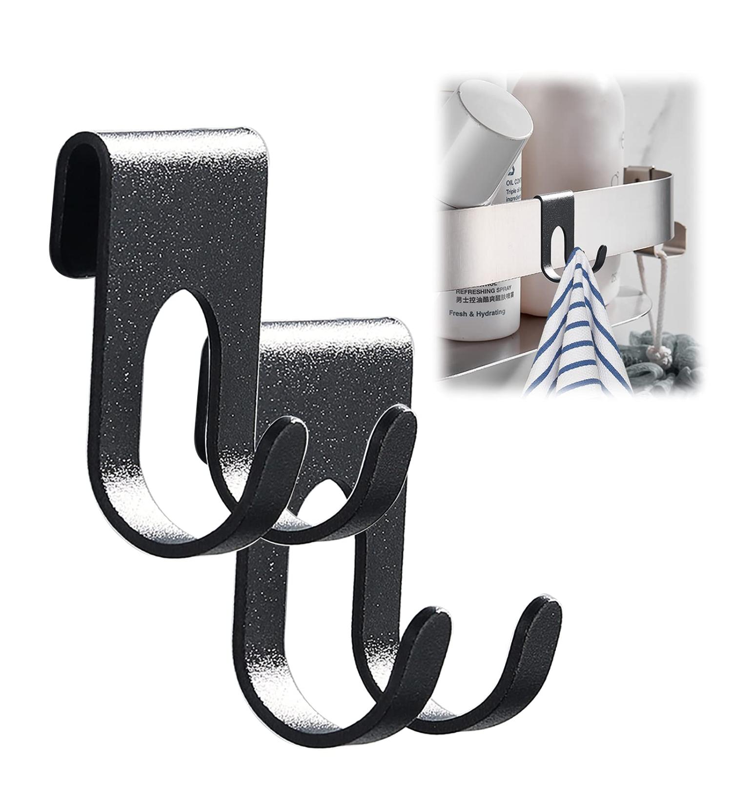 Self-Adhesive Razor Holder & Towel Hook - Bathroom & Kitchen Organizer (Black 2-Pack) - Buy Online on GoSupps.com