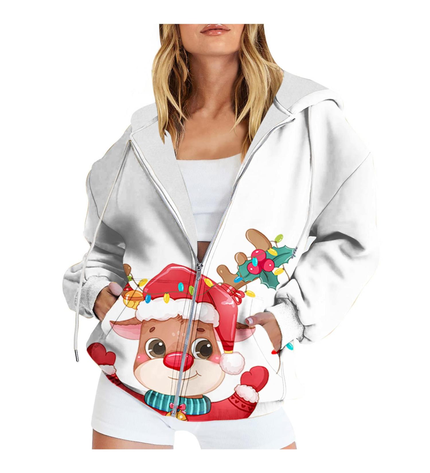 Yihaojia Women's Full Zip Up Hoodie Long Sleeve Hooded Sweatshirts Pockets Jacket Coat for Women White#11 Medium - Buy Online on GoSupps.com