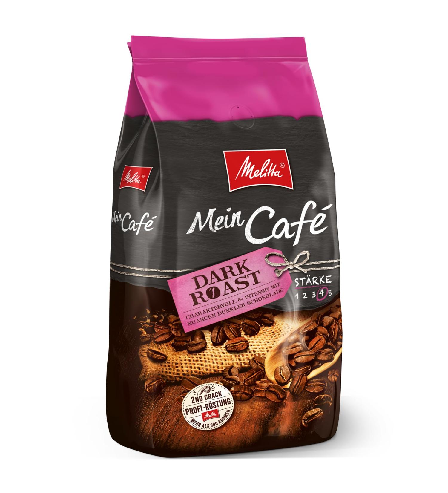 Melitta Mein Caf Dark Roast Whole Bean Coffee 1kg Unground Coffee Beans for Fully Automatic Coffee Machines Strong Roast - Buy Online on GoSupps.com