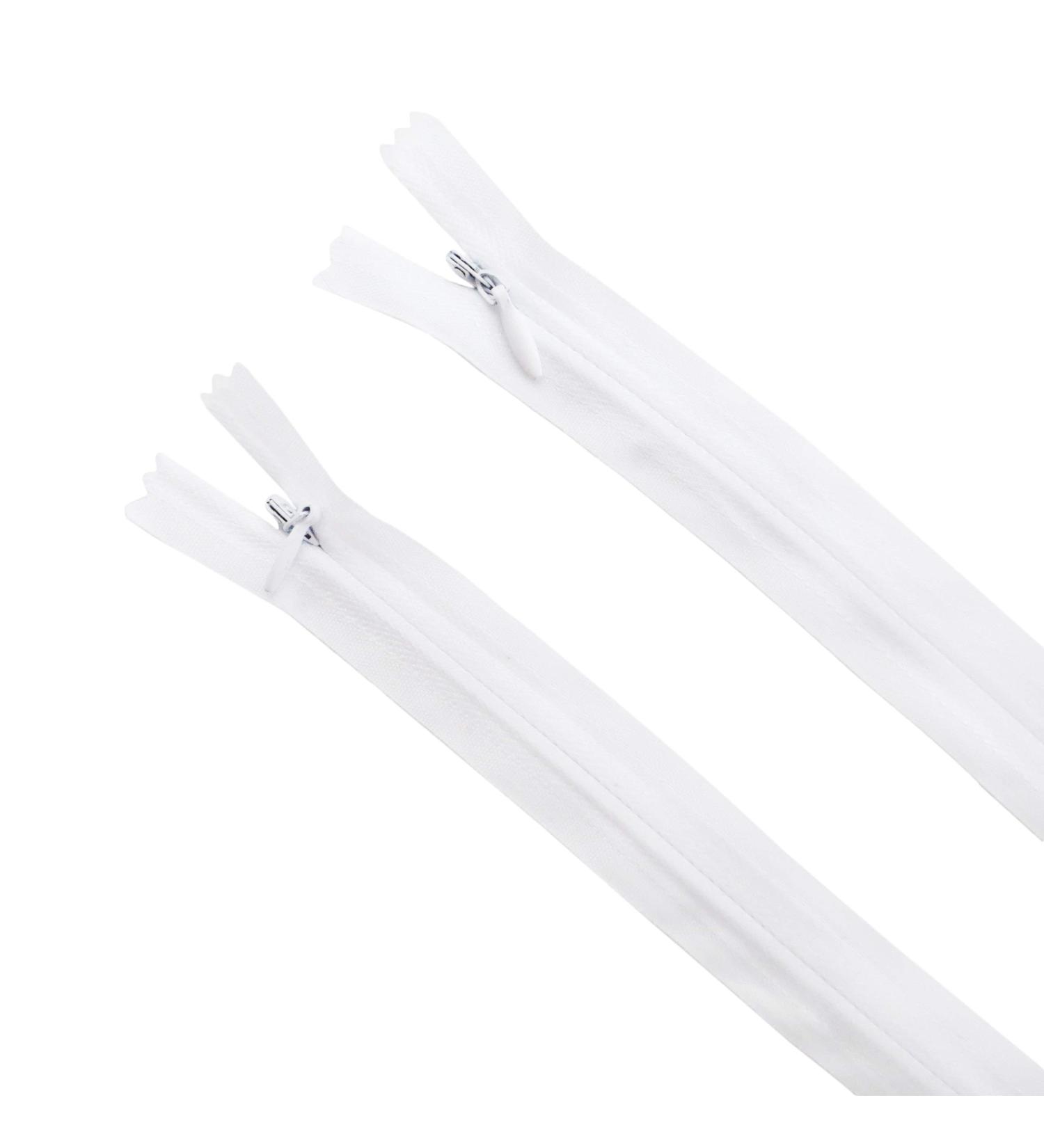 Invisible Zipper Set - Nylon Coil 2 Zippers in Various Sizes and Colors for Clothing and Crafts - White 12 inch - Buy Online on GoSupps.com