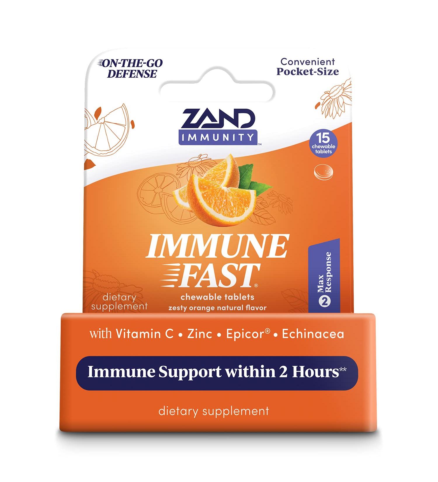 Zand Immune Fast Zesty Orange Chewable Tablets - 15 Count for Immune Support - Buy Online on GoSupps.com