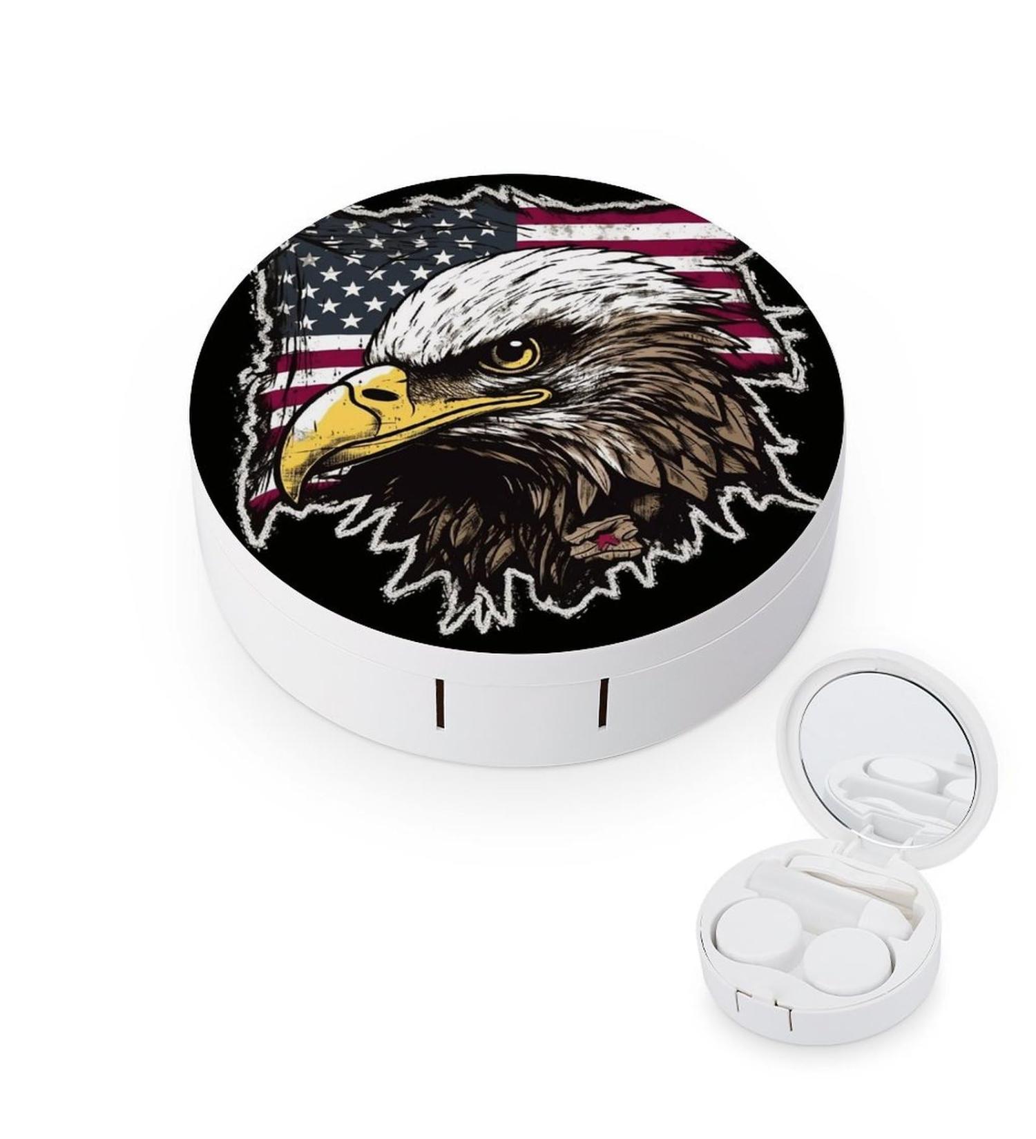 US Army Eagle Contact Lens Case - Cool American Flag Portable Storage Box for Travel - Buy Online on GoSupps.com