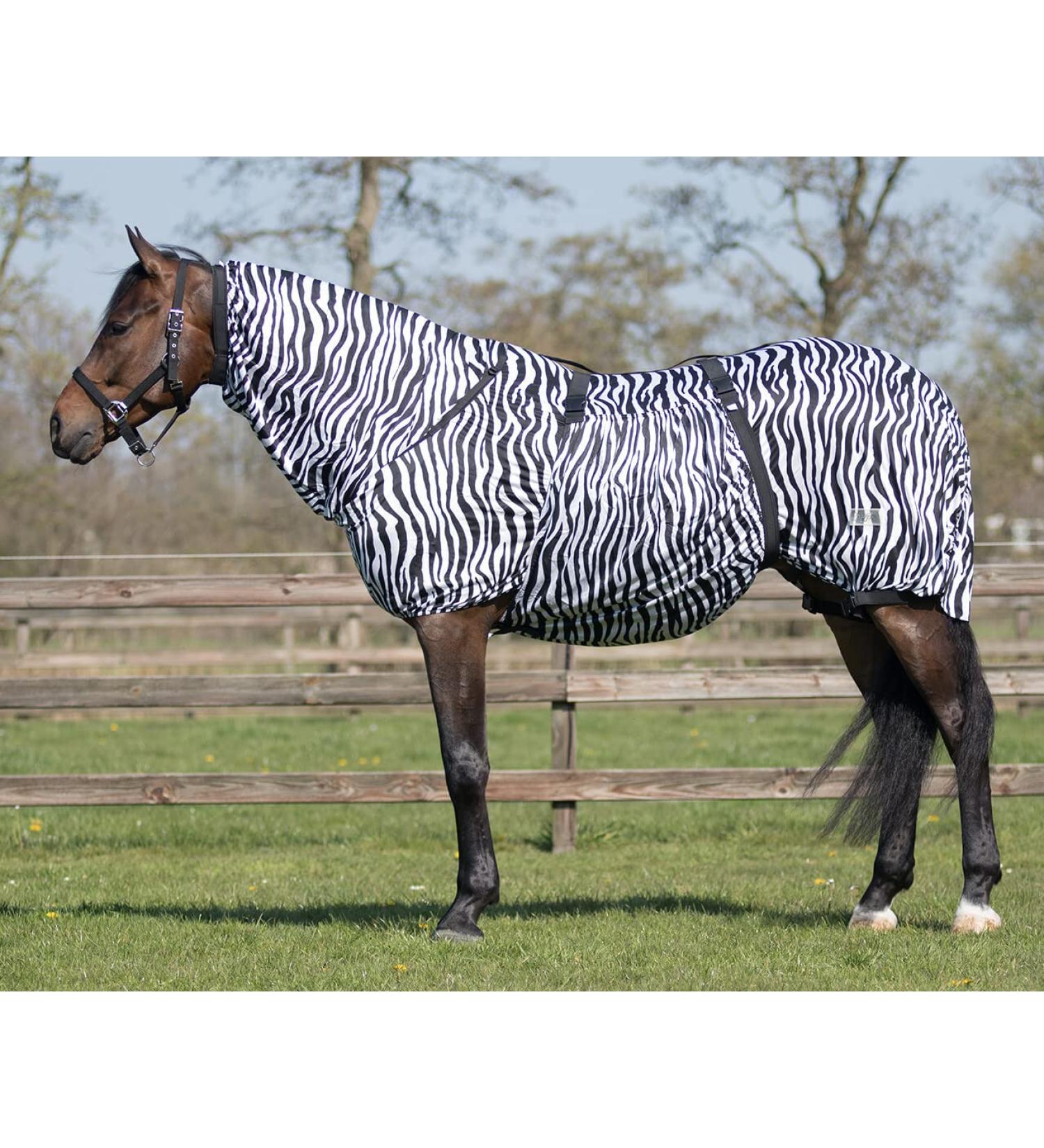 QHP eczema blanket with neck and removable belly flap (115 cm Zebra) 115 cm Zebra