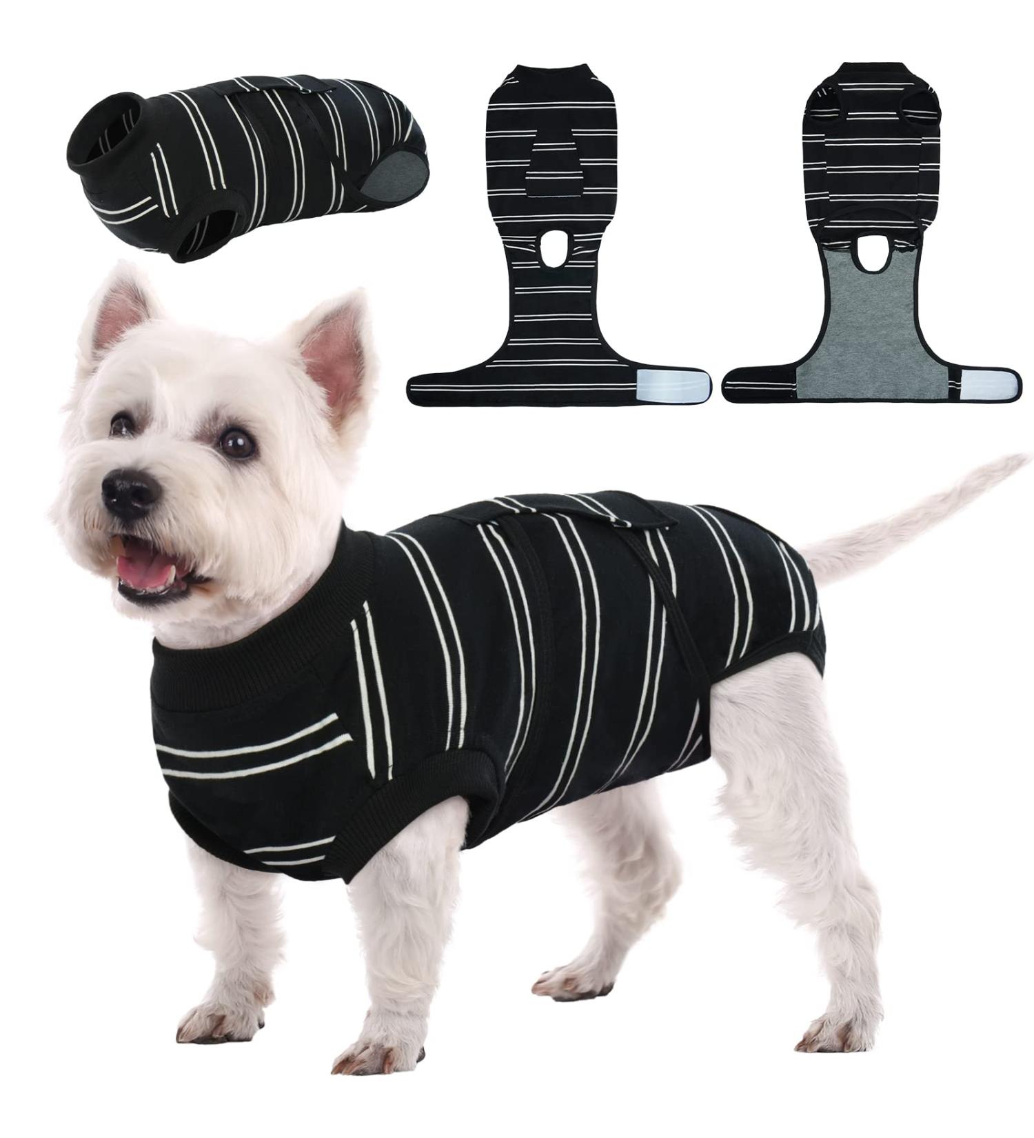 Kuoser Breathable Dog Body Suit for Post-Op Recovery - Anti-Wound XS Black for Male & Female Dogs - Buy Online on GoSupps.com