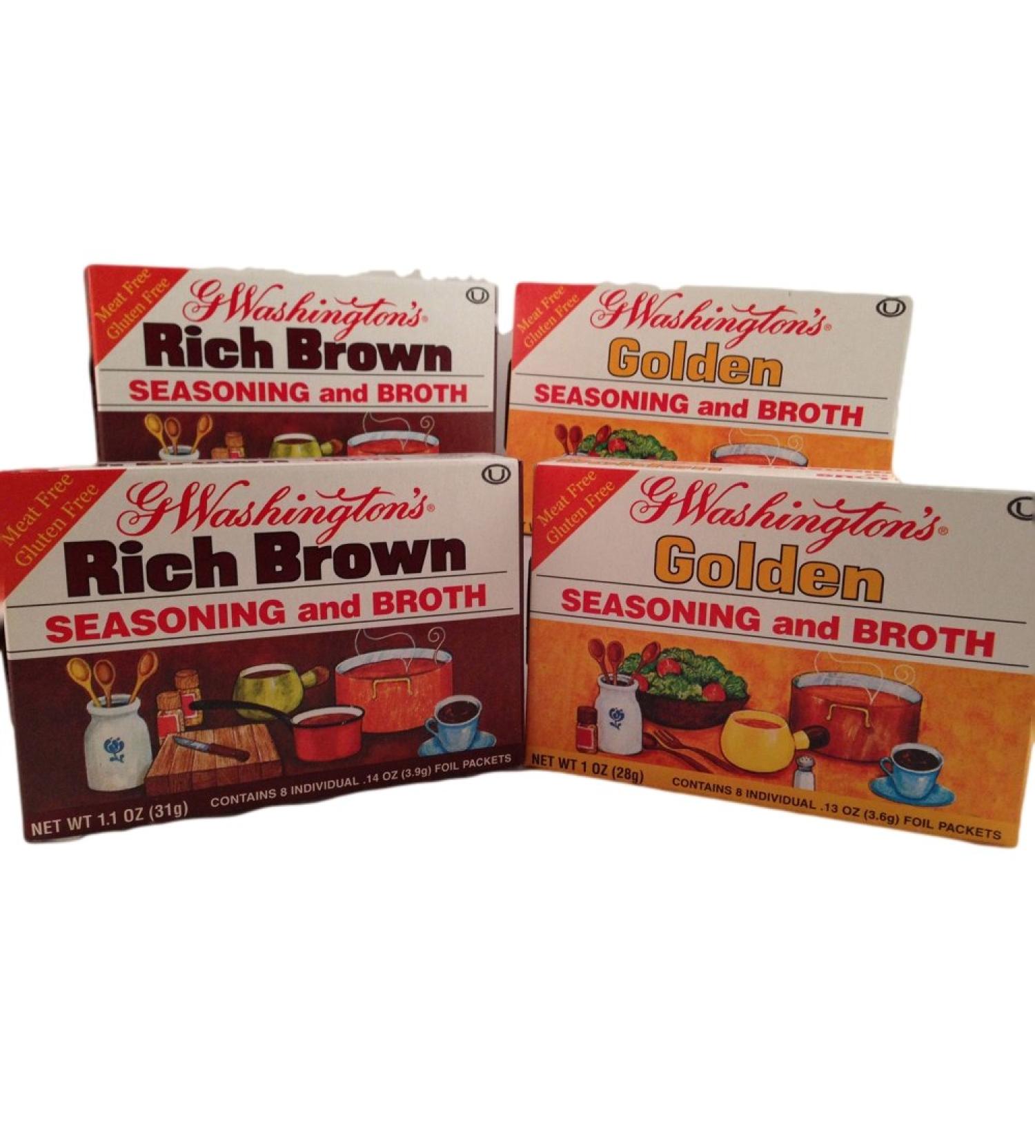 G Washington's Seasoning and Broth - 2 Golden and 2 Rich Brown Variety Pack - Meat and Gluten-Free