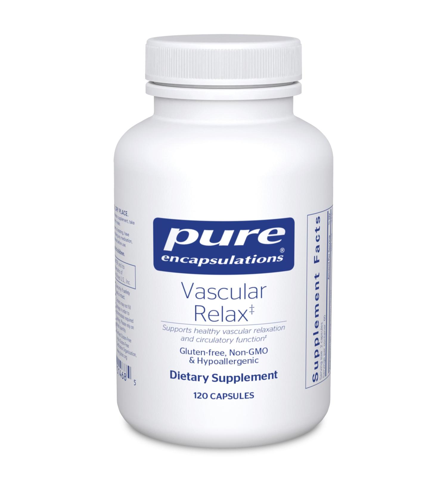 Pure Encapsulations Vascular Relax | Hypoallergenic Formula for Circulatory Health | 120 Capsules | International Shipping Available - Buy Online on GoSupps.com