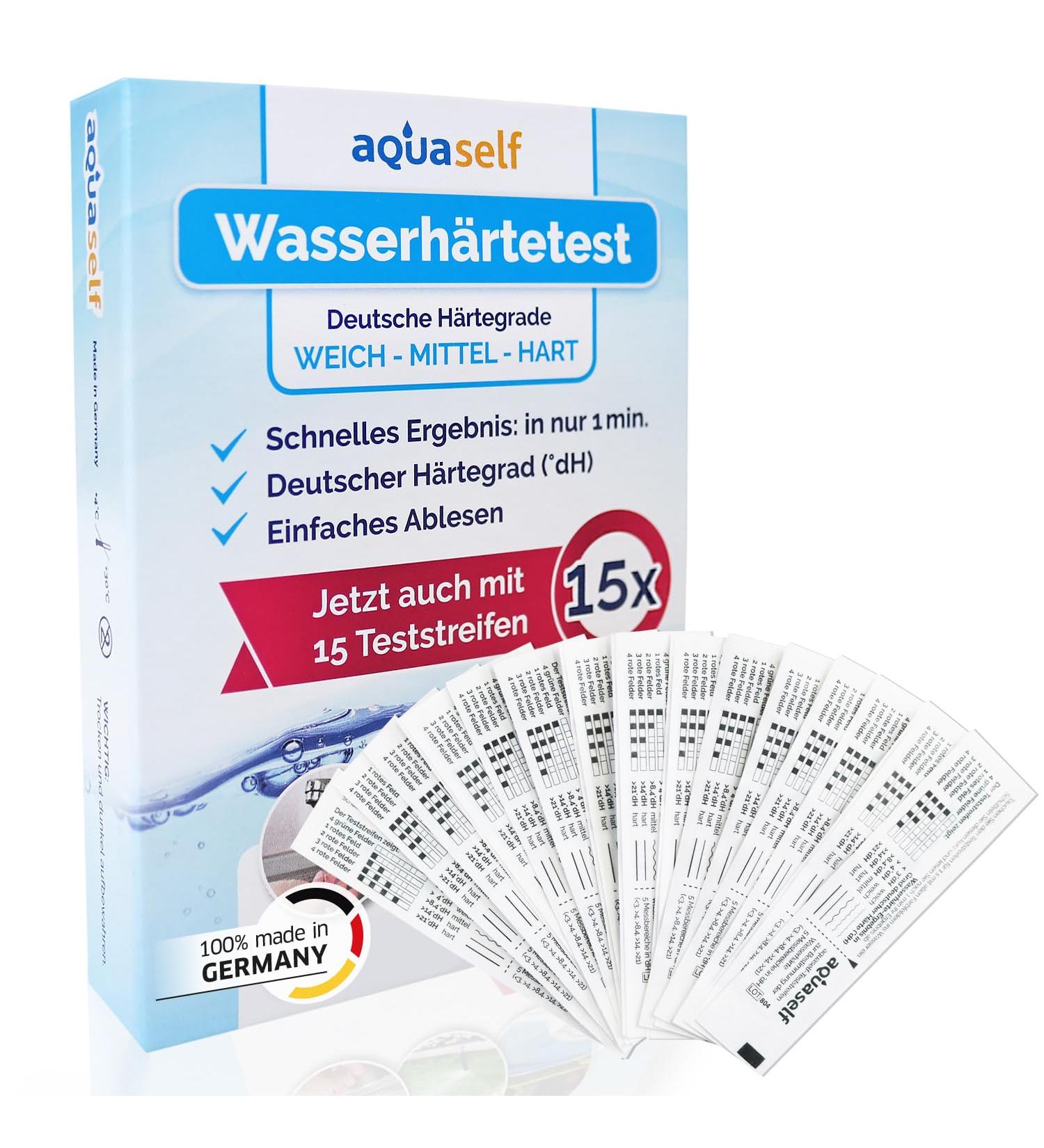 Determine Water Hardness Test Strips ( DH) - 15 Individually Packaged - Made in Germany - Fast & Accurate Results for Soft Medium Hard Water - Buy Online on GoSupps.com