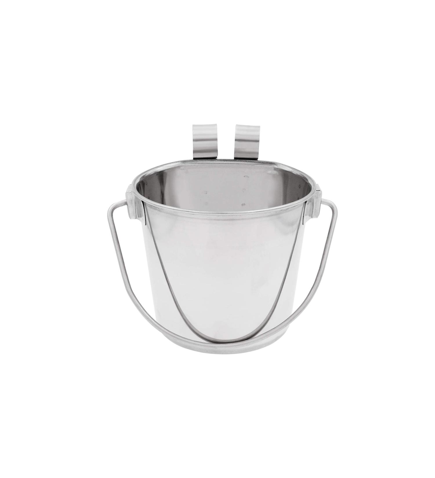 Fuzzy Puppy Flat Sided Pail with Dual Hooks | Heavy Duty Stainless Steel 2-Quart | Fits Dog, Cat, and Critter Crates & Cages - Buy Online on GoSupps.com