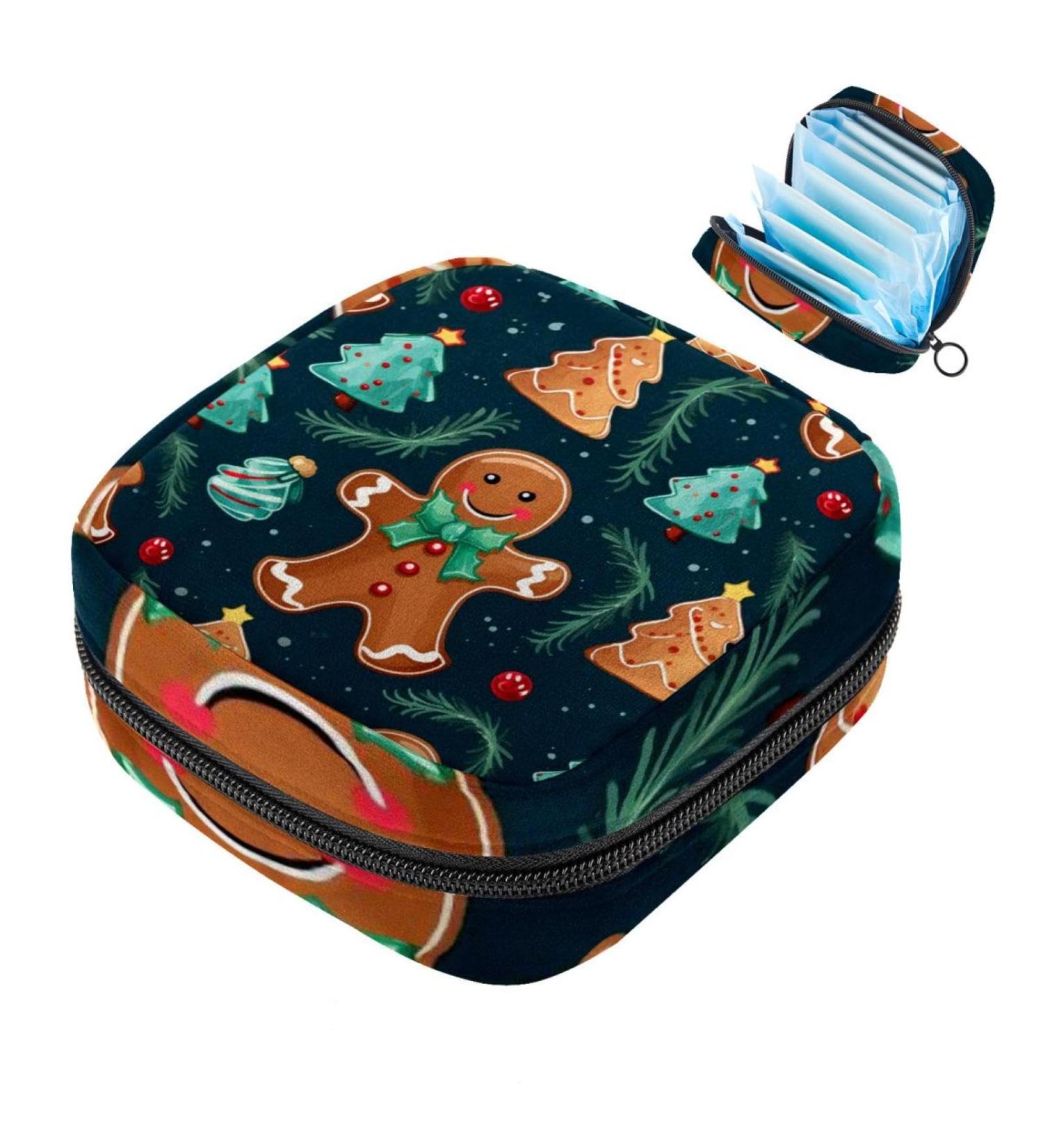 Muoooum Santa Claus Sanitary Napkin Storage Bag - Portable Menstrual Cup Case for Teens & Women | Zipper Closure | 4.7x6.6x6.6 in - Buy Online on GoSupps.com