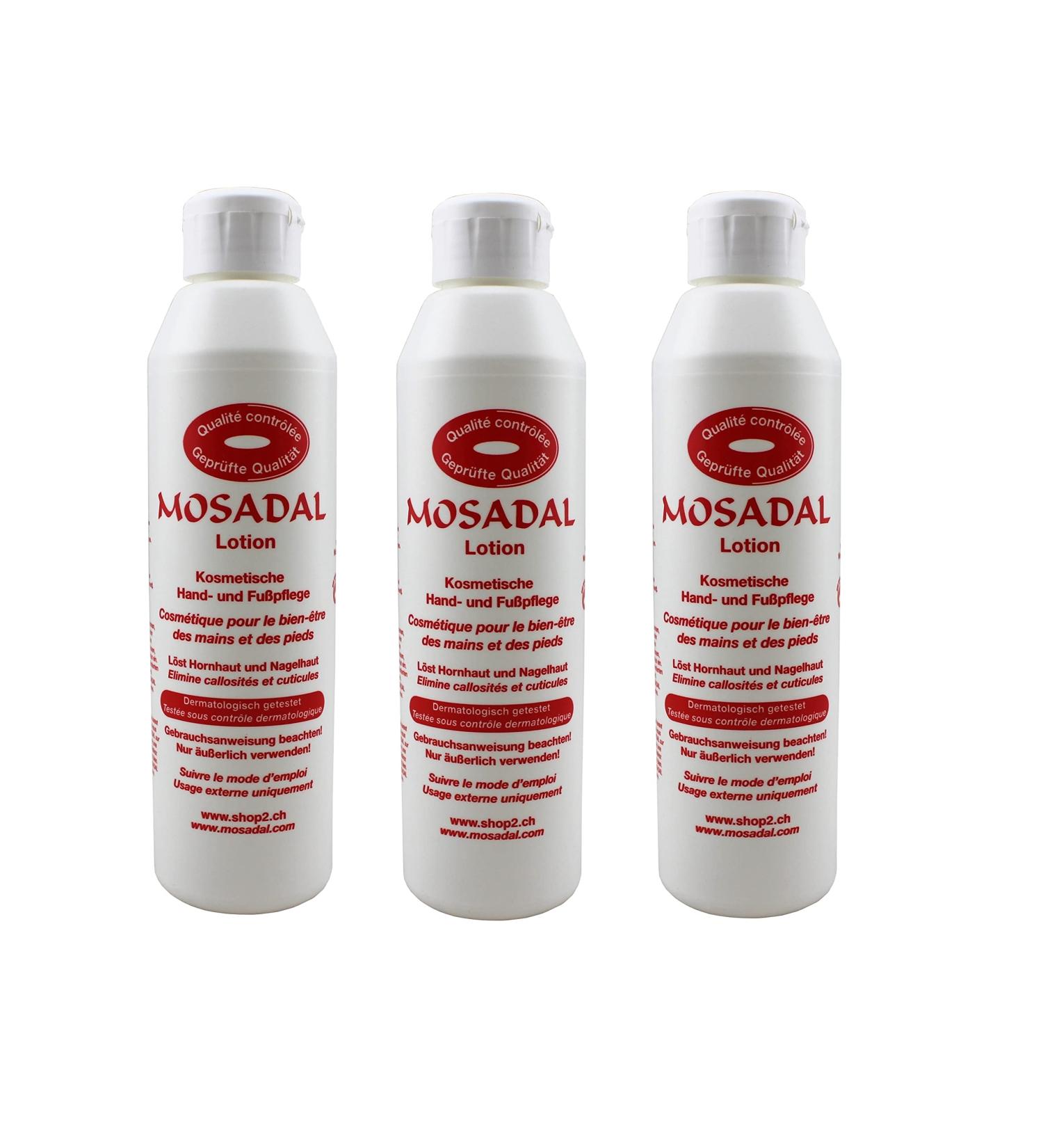 Mosadal Lotion 3x 250 ml - PEG and perfume free dissolves calluses and cuticles cosmetic hand and foot care