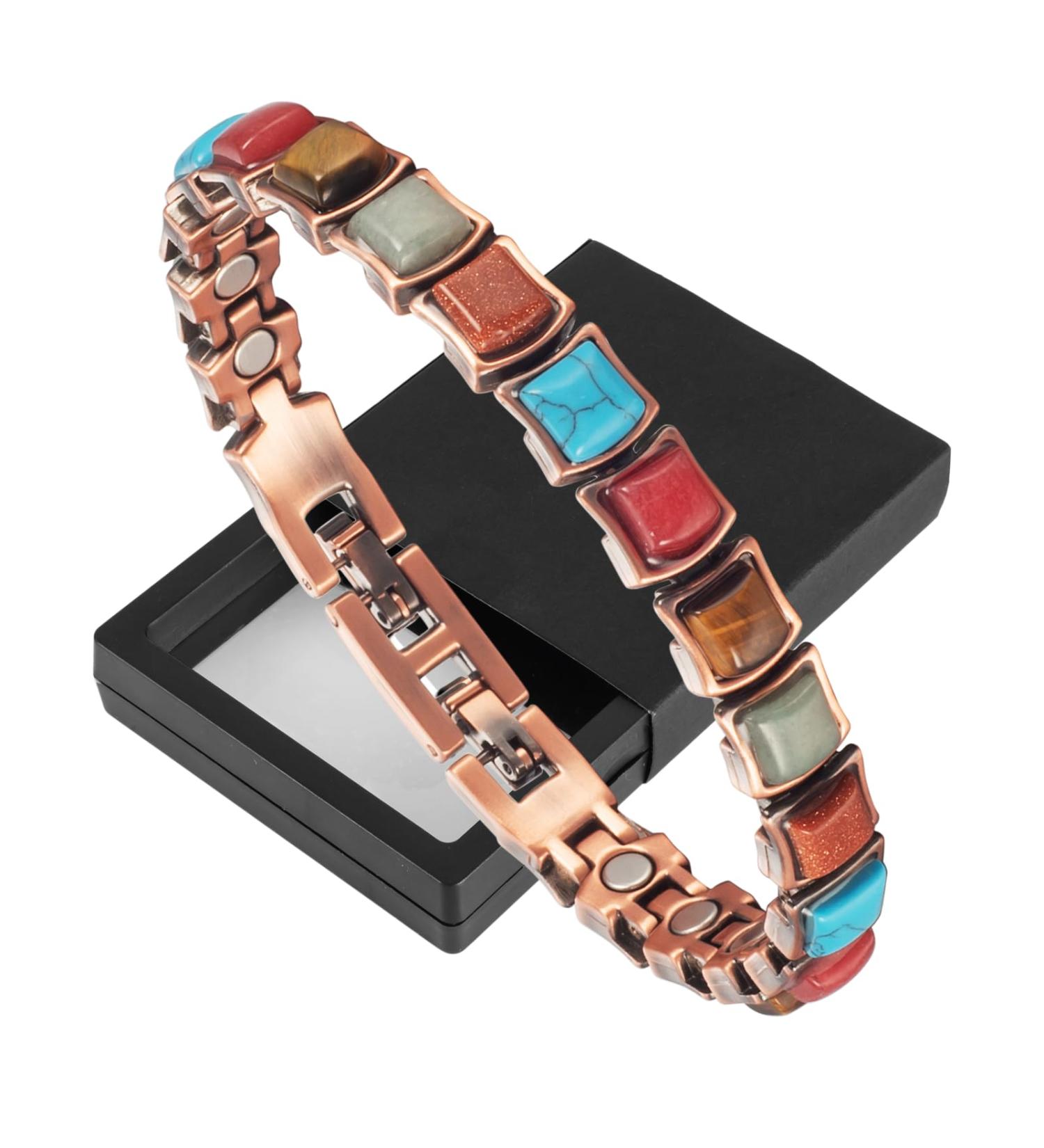 YINOX Magnetic Therapy Copper Bracelet for Women | Turquoise Colorful Pure Copper Magnetic Bracelet - Buy Online on GoSupps.com