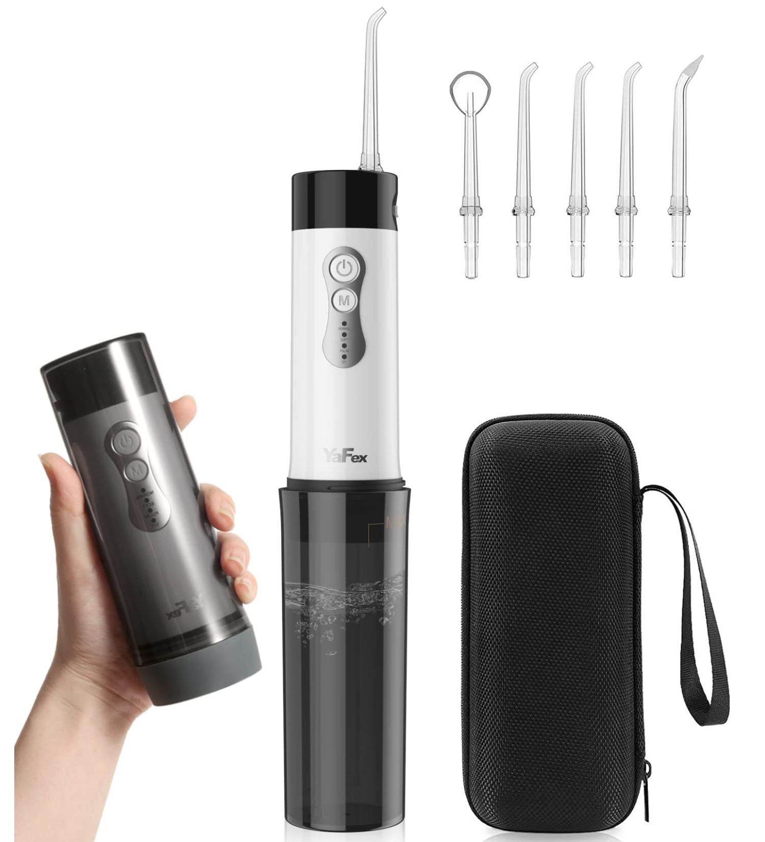 YaFex Cordless Water Flosser for Teeth - Portable Oral Irrigator with Rechargeable DIY Mode 5 Jets Travel Case (Black) - Buy Online on GoSupps.com