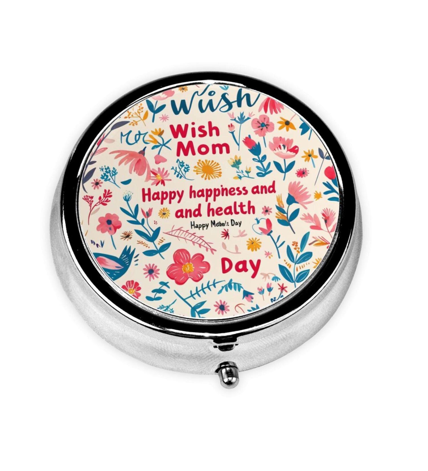 Wish Mom Portable Metal Pill Box - Round Mini 3-Compartment Hinged Design for Small Pills Ideal for Travel - Elegant Black - Buy Online on GoSupps.com