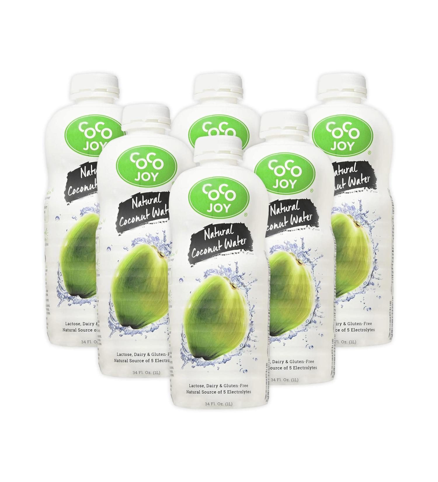 CoCo Joy Natural Coconut Water 34 Fl Oz (6 pack) - Low-Calorie High-Calcium Electrolyte Drink with Potassium - Nutrient-Rich 100% Coconut Water - Buy Online on GoSupps.com