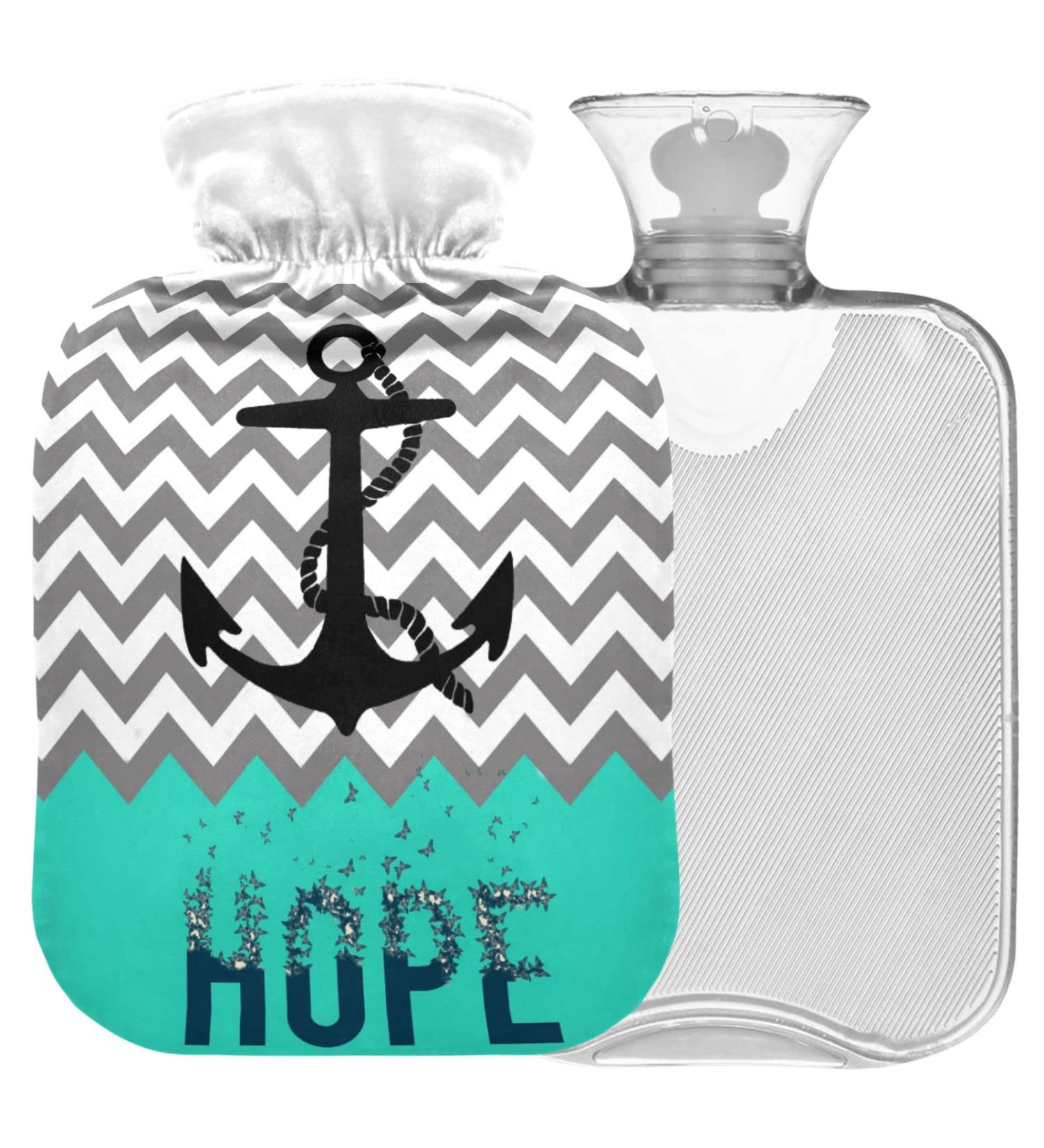 Naanle Nautical Anchor Hot Water Bottle 2L | Transparent Large Hot Bottle for Bed & Feet | Pain Relief Heat & Cold Therapy - Buy Online on GoSupps.com