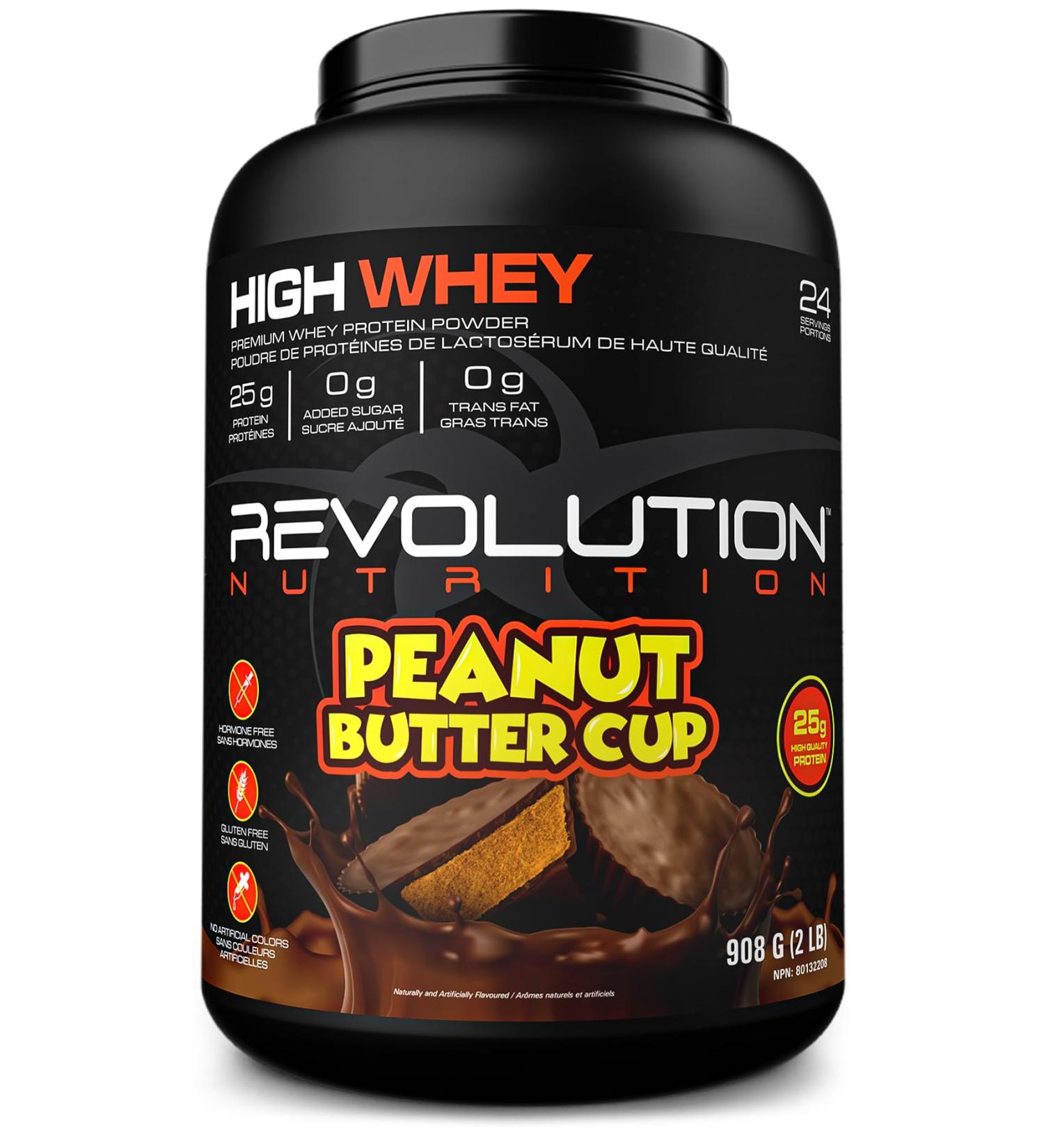 Revolution Nutrition High Whey Protein Powder Whey Isolate Gluten Free Lean Muscle Mass For Men & Women 25g of Protein Per Scoup 908 g 24 Servings (Chocolate Peanut Butter Cup 2 Pound) Peanut Butter 2 Pound - Buy Online on GoSupps.com