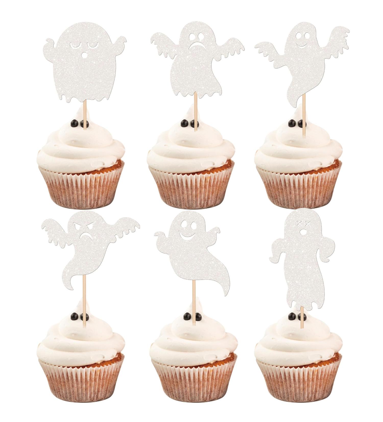 Rsstarxi 30 Halloween Ghost Cupcake Toppers Glitter White Spooky Halloween Cupcake Picks Halloween Baby Shower Cake Decorations for Ghost Theme Birthday Halloween Party Decorations Design 20 - Buy Online on GoSupps.com