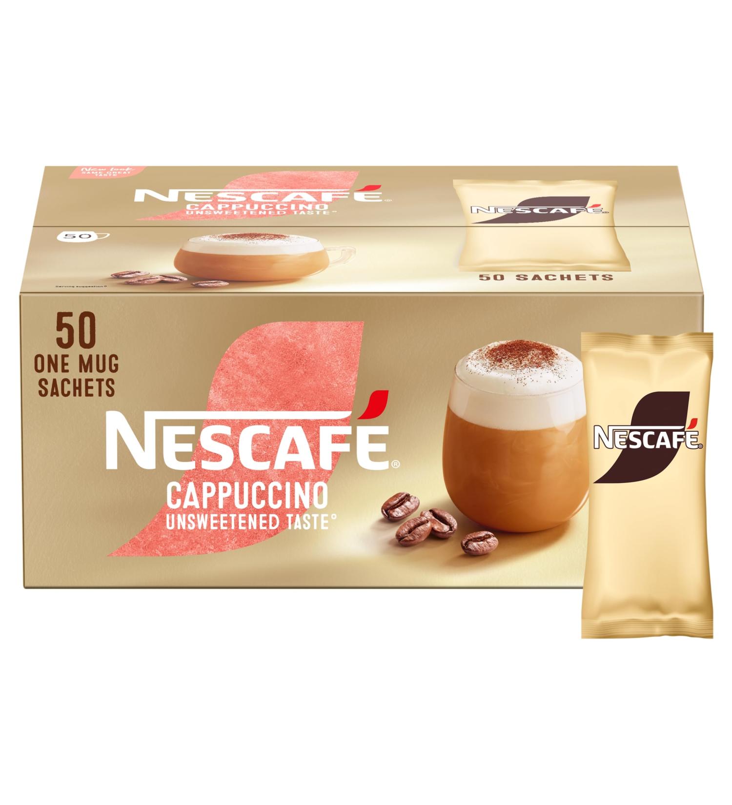 NESCAF Gold Cappuccino Unsweetened Taste Instant Coffee Sachets - 50 x 14.2g - Buy Online on GoSupps.com