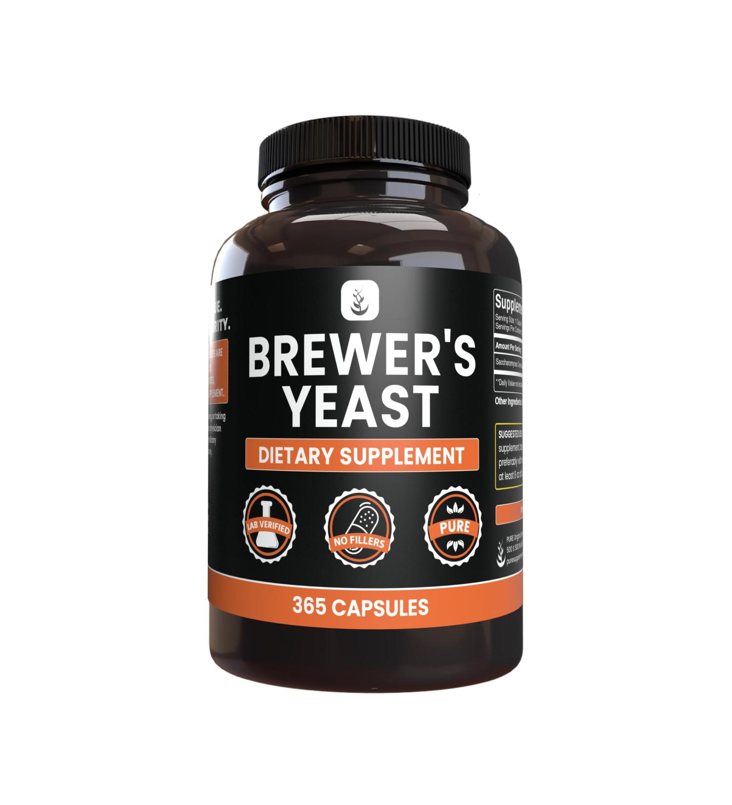 PURE ORIGINAL INGREDIENTS Brewer's Yeast (365 Capsules) No Magnesium Or Rice Fillers Always Pure Lab Verified 365 Count (Pack of 1) - Buy Online on GoSupps.com