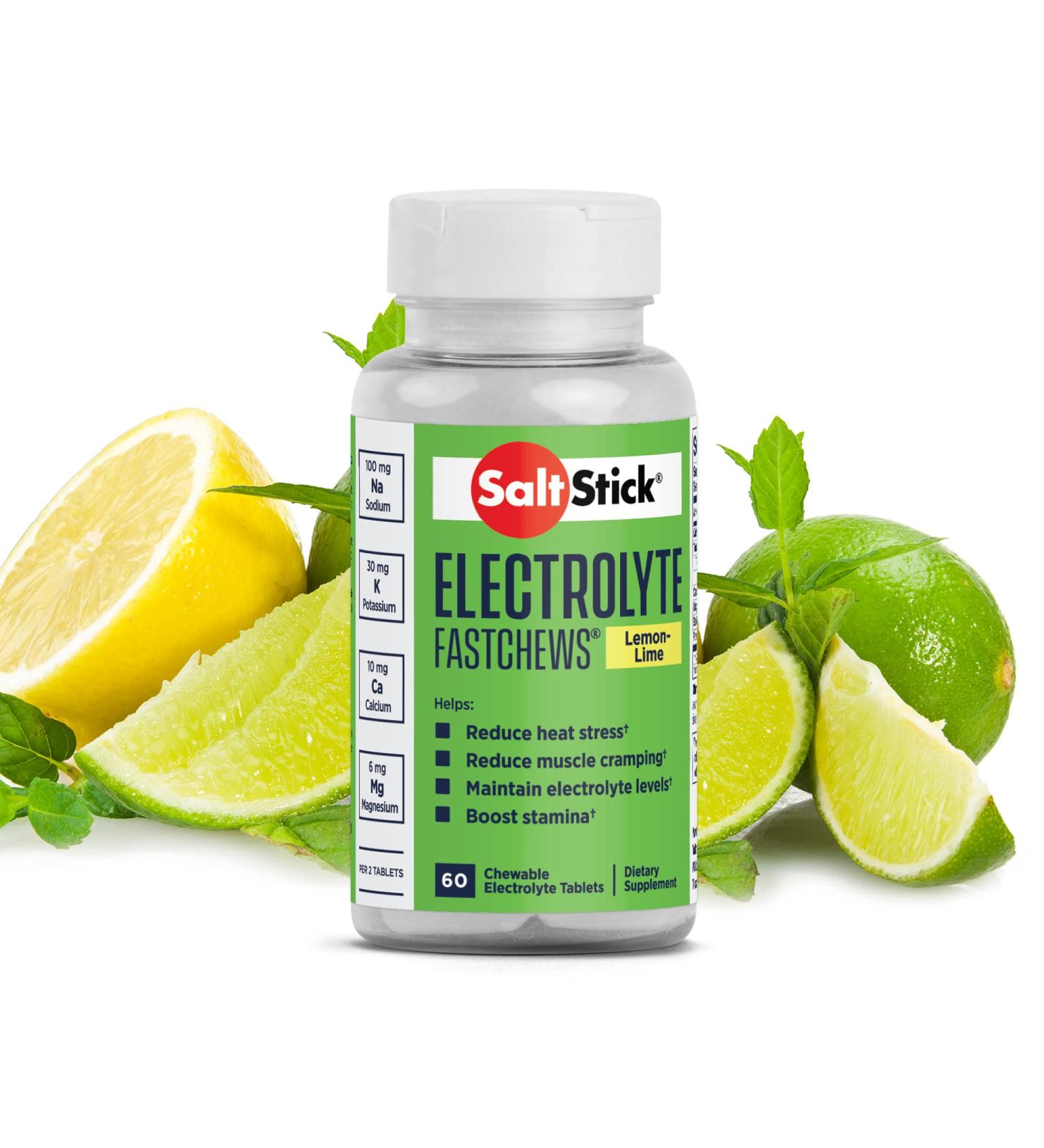 SaltStick FastChews 60 Tablets Lemon-Lime - Electrolyte Replacement for Exercise, Hiking & Sports Recovery - Buy Online on GoSupps.com