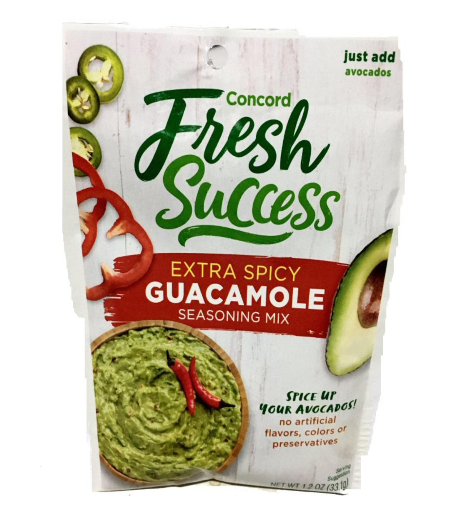 Concord Foods Extra Spicy Guacamole Mix, 1.2-ounce Pouches (VALUE Pack of 18 Pouches)  1.2 Ounce (Pack of 18)
