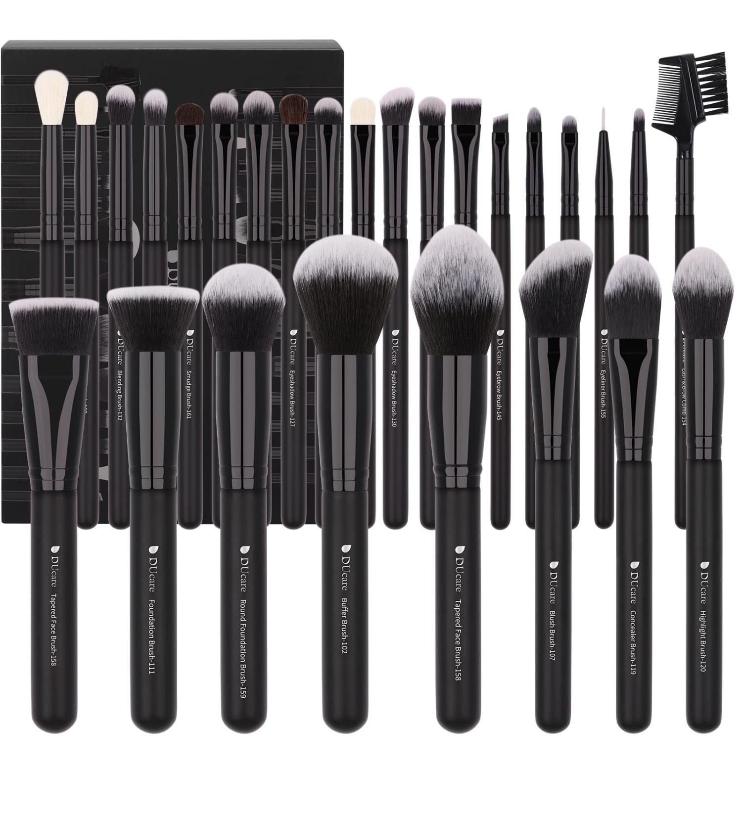 DUcare 27Pcs Makeup Brush Set - Premium Synthetic Kabuki Brushes for Foundation, Blending, Powder, Blush, Concealers, Eye Shadows - Black - Buy Online on GoSupps.com