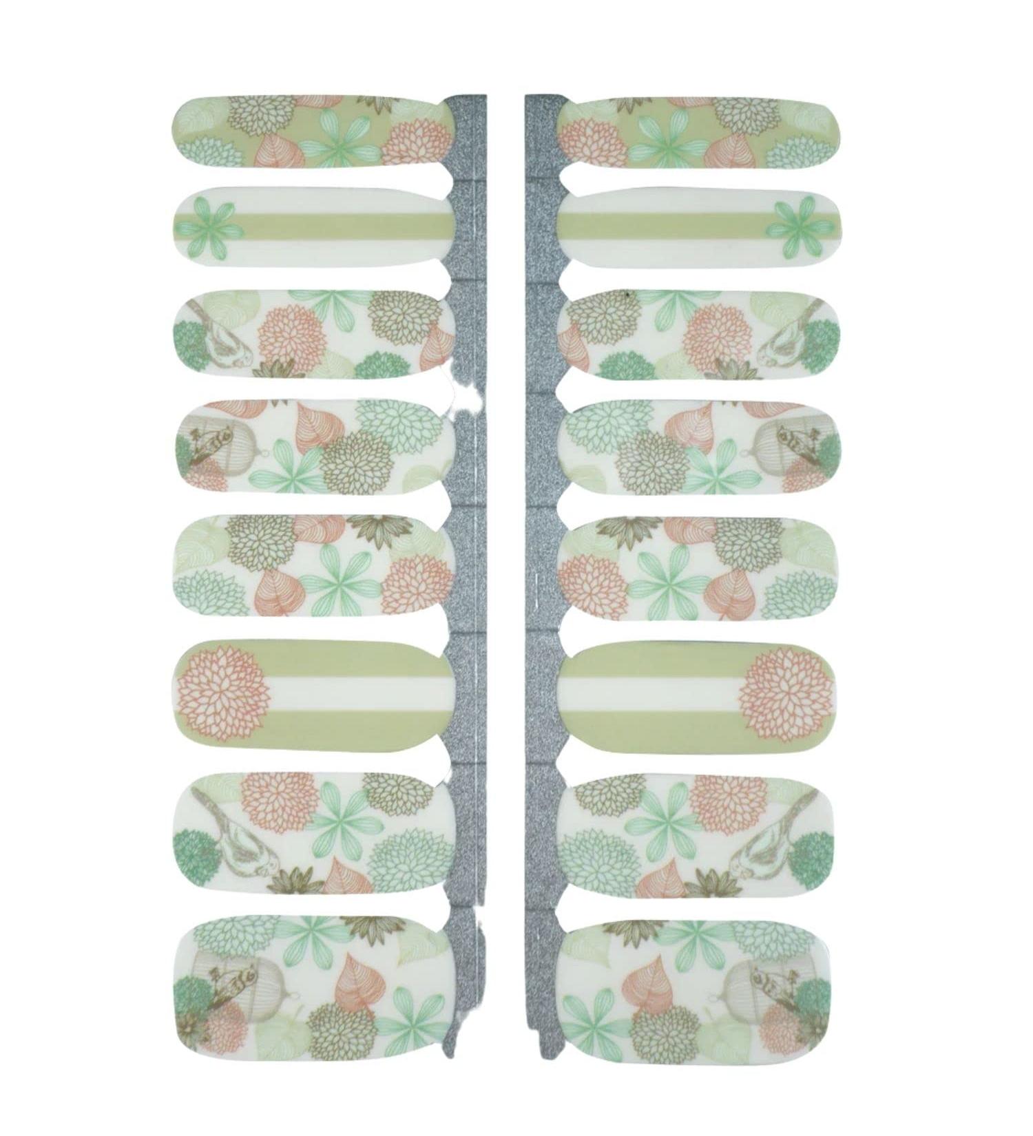 My nails nail foils natural symbols I 16 Ultra-D nne nail polish strip pattern/white/green i self-adhesive premium nail art wraps i sticks to natural and lacquered acrylic gel & shellac nails