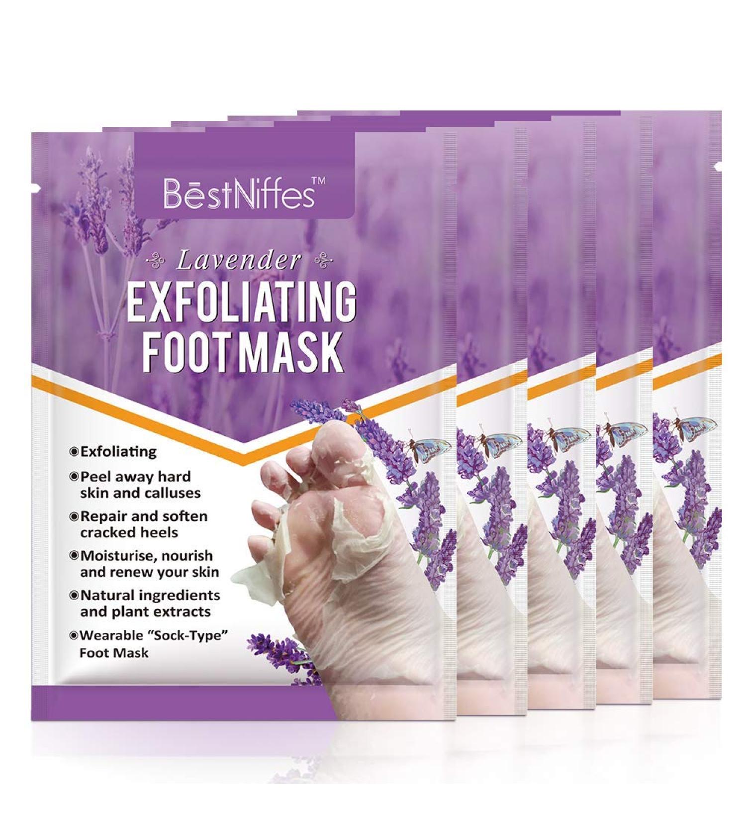 YUNY Foot Peel Mask - 5 Pairs - Exfoliator Peel Off Calluses Dead Skin Callus Remover 100% Natural Ingredients - Get Baby Soft Foot with No Hurt - for Women & Men (Lavender) Multicolor 5 count (Pack of 1) - Buy Online on GoSupps.com