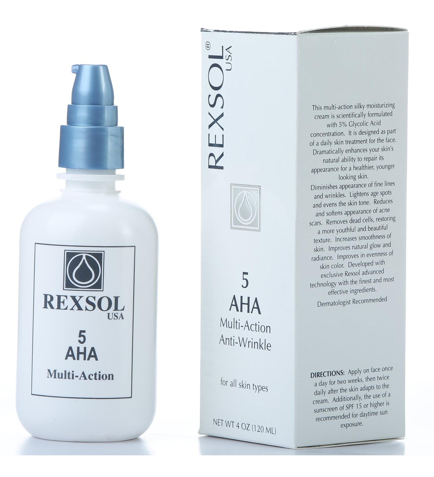 REXSOL 5 AHA Multi-Action Anti-Wrinkle Cream | Anti-Aging with Vitamin E Algae Ginseng Calendula & Caviar Extract | Diminish Fine Lines & Wrinkles | 120 ml - Buy Online on GoSupps.com