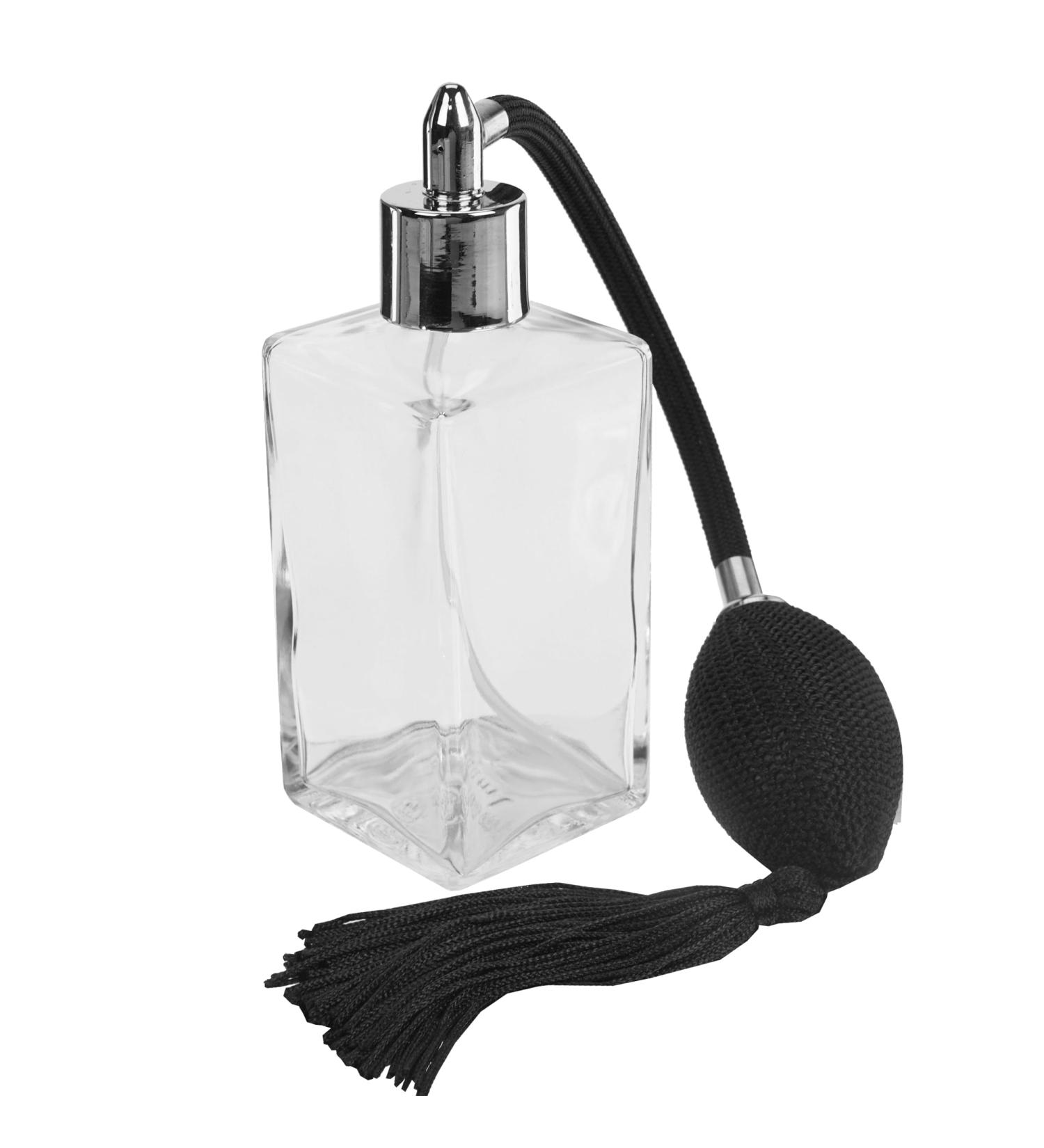 Fantasia Glass Atomizer with Ball Pump - Refillable 100ml Perfume Atomizer for Home & Travel - Square Design - Buy Online on GoSupps.com
