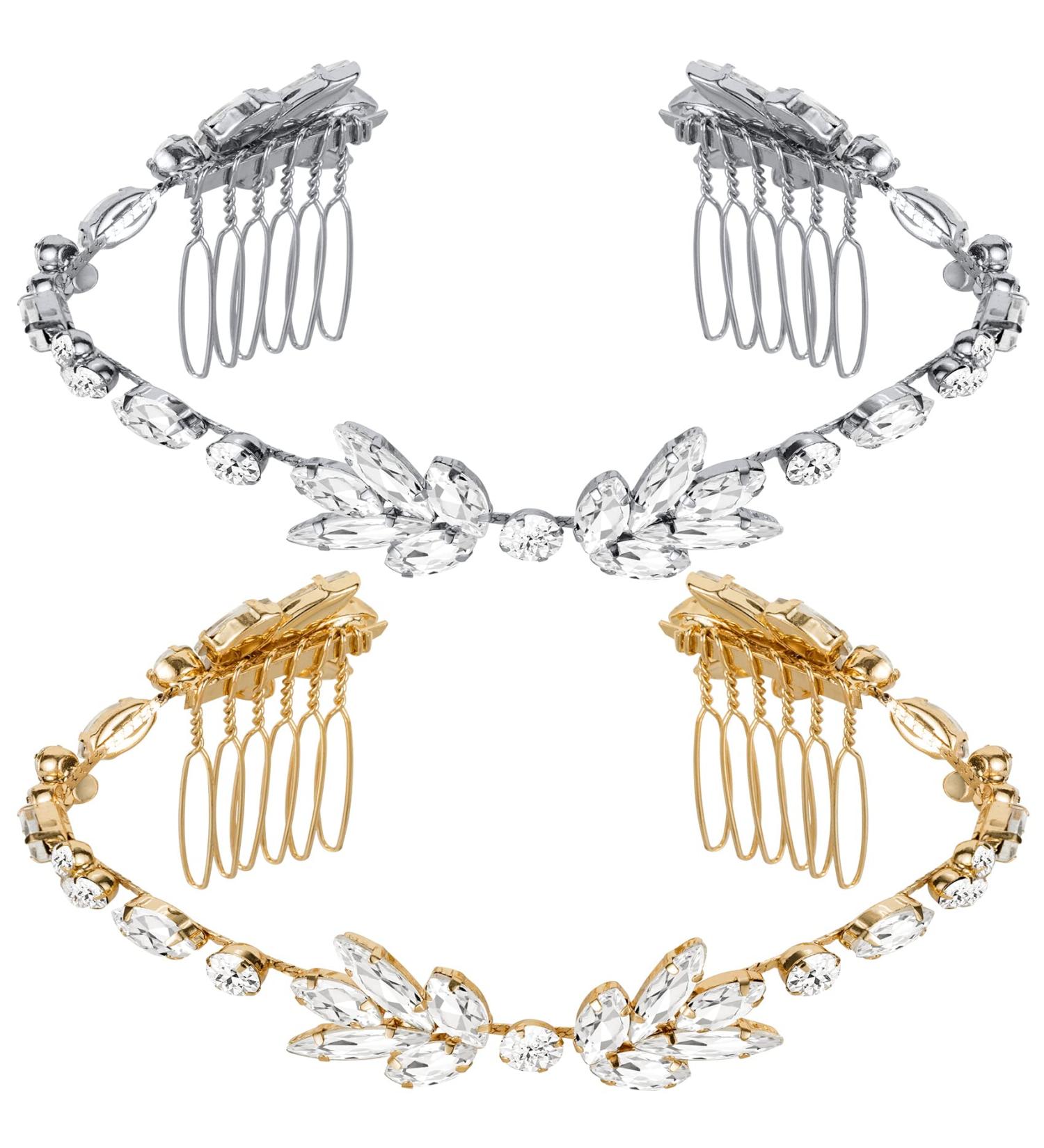 OIIKI Bridal Crystal Rhinestone Hair Combs - Sparkling Wedding Hair Piece for Women & Girls (Gold/Silver) - Buy Online on GoSupps.com