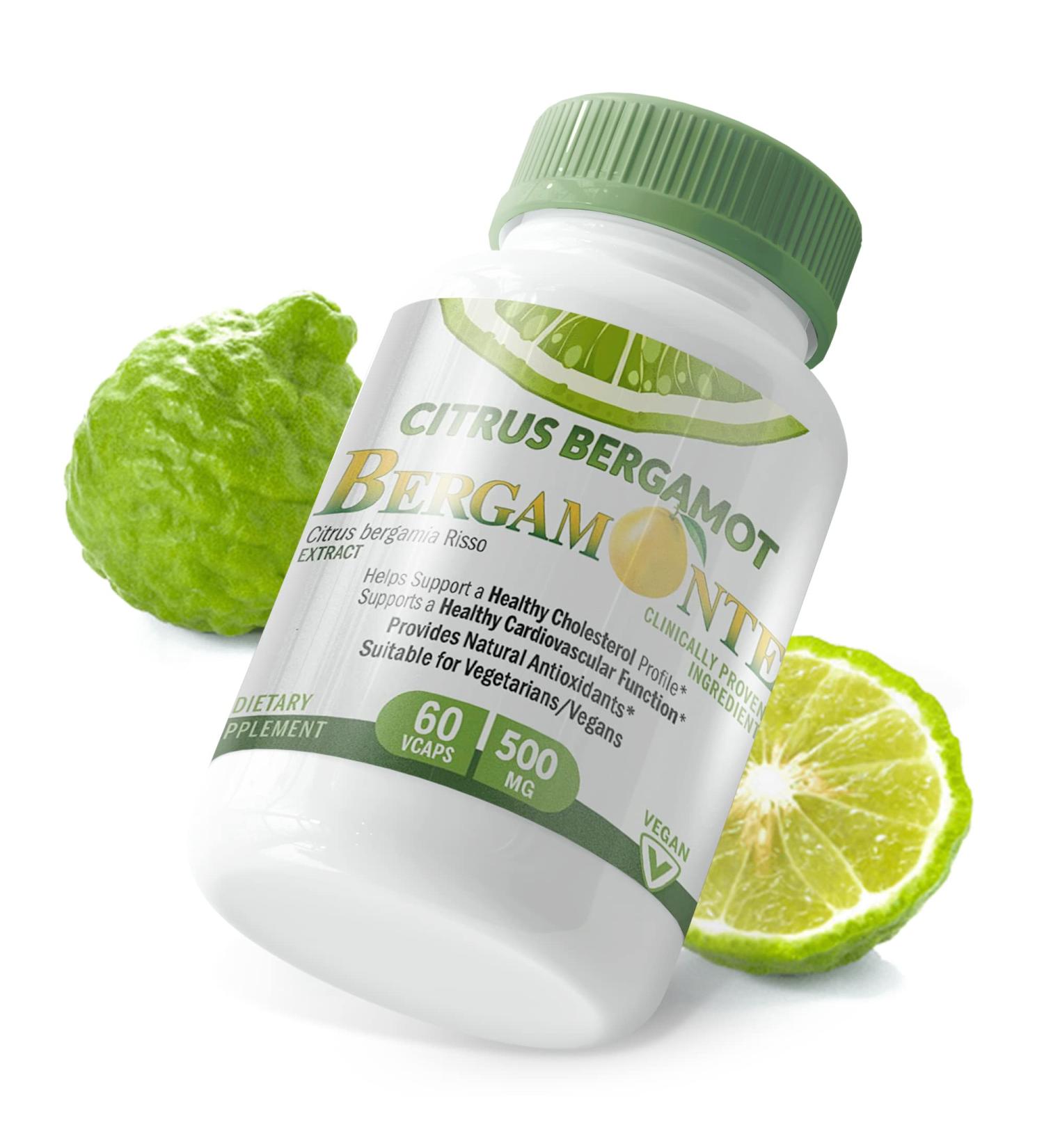 Organic Citrus Bergamot Capsules - 1,000mg (2 Servings) - Vegan Cholesterol Support with Bioflavonoids - 60 Capsules - Buy Online on GoSupps.com