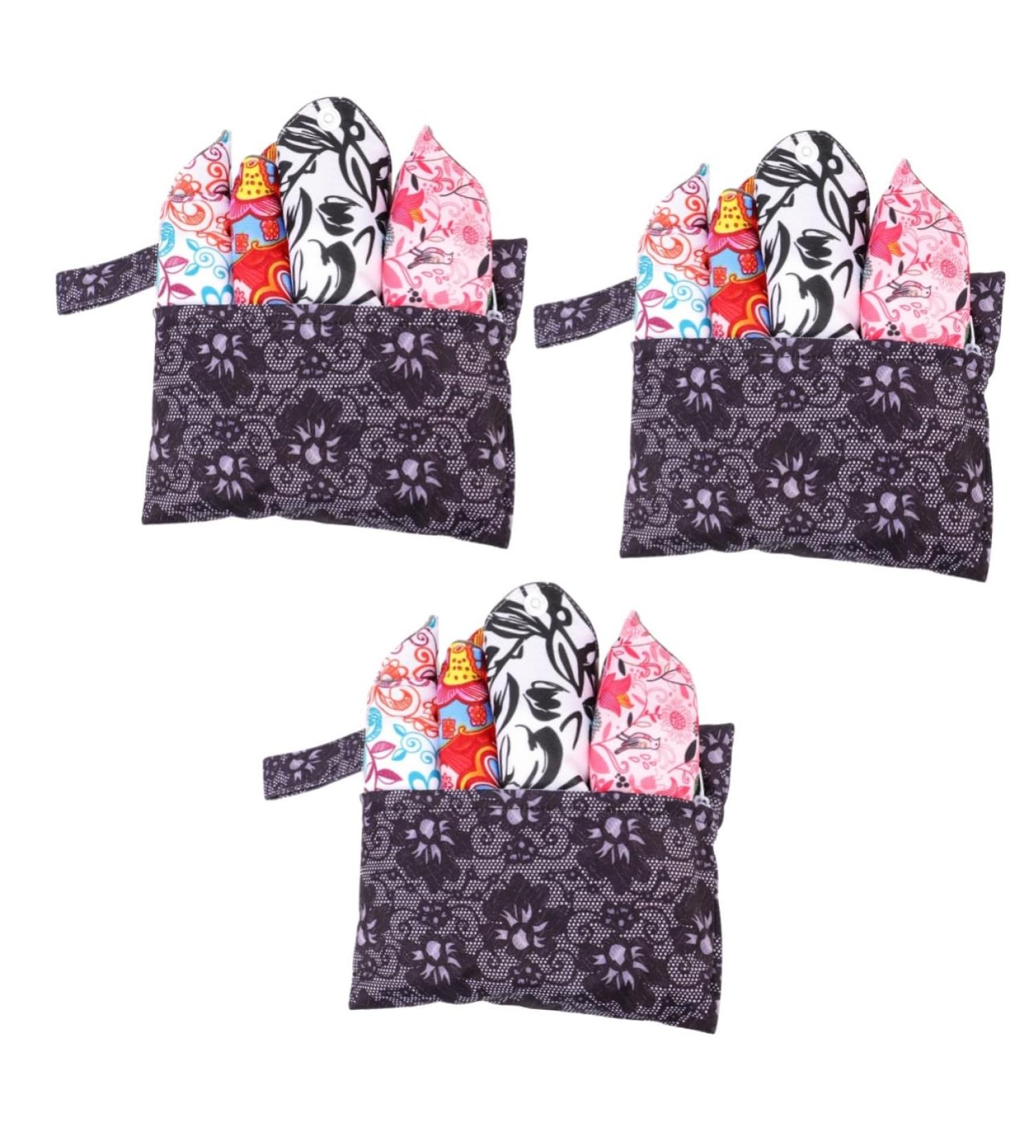 CliSpeed Washable Menstrual Pads - 12 Pack Eco-Friendly & Comfortable 3 Colors 19x15cm - International Shipping - Buy Online on GoSupps.com