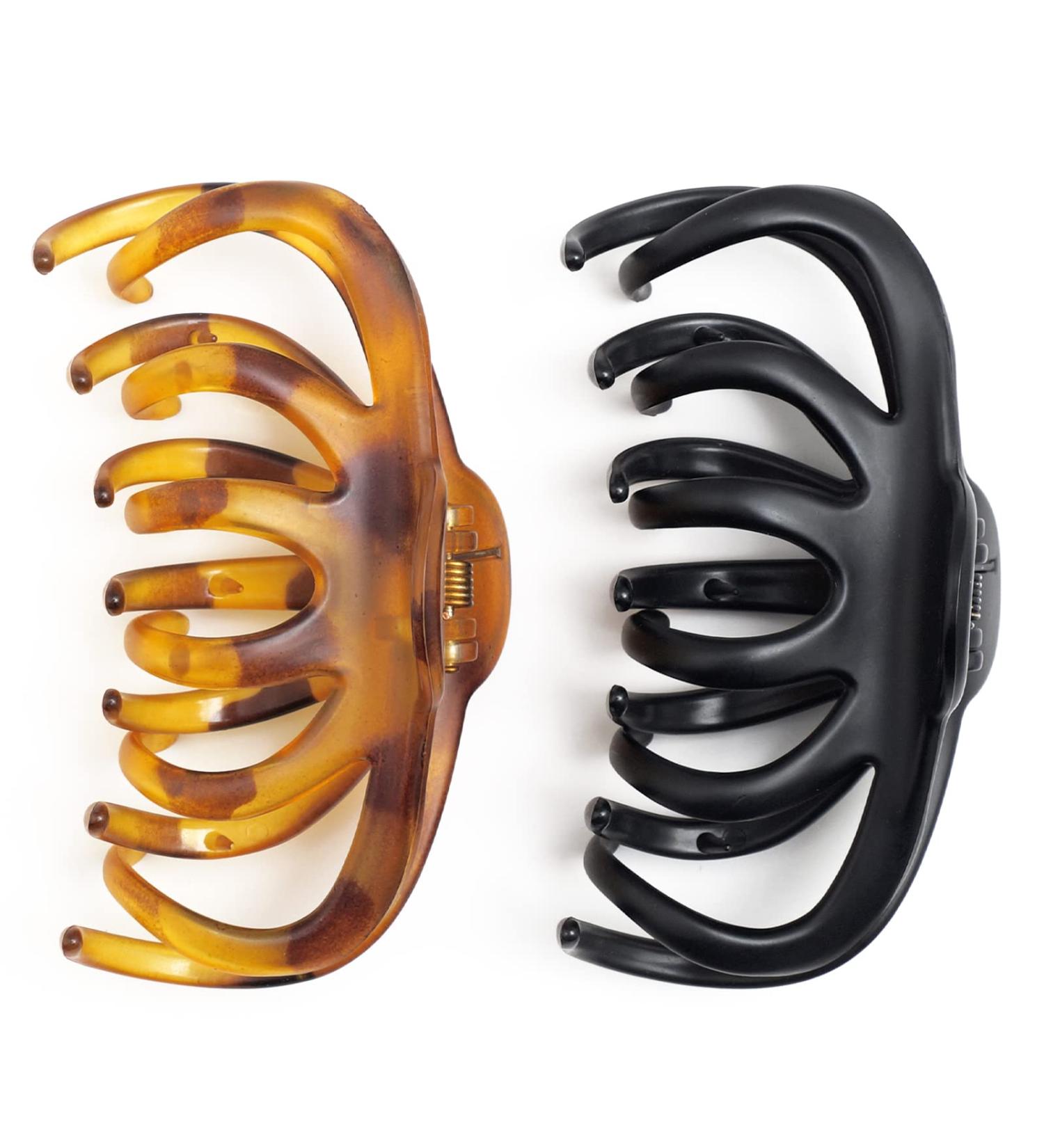 2 Pack 4.3 Inch Large Hair Claw Clips for Women Girls - Matte Nonslip Strong Hold Jaw Clamps (Black & Light Tortoiseshell) - Buy Online on GoSupps.com