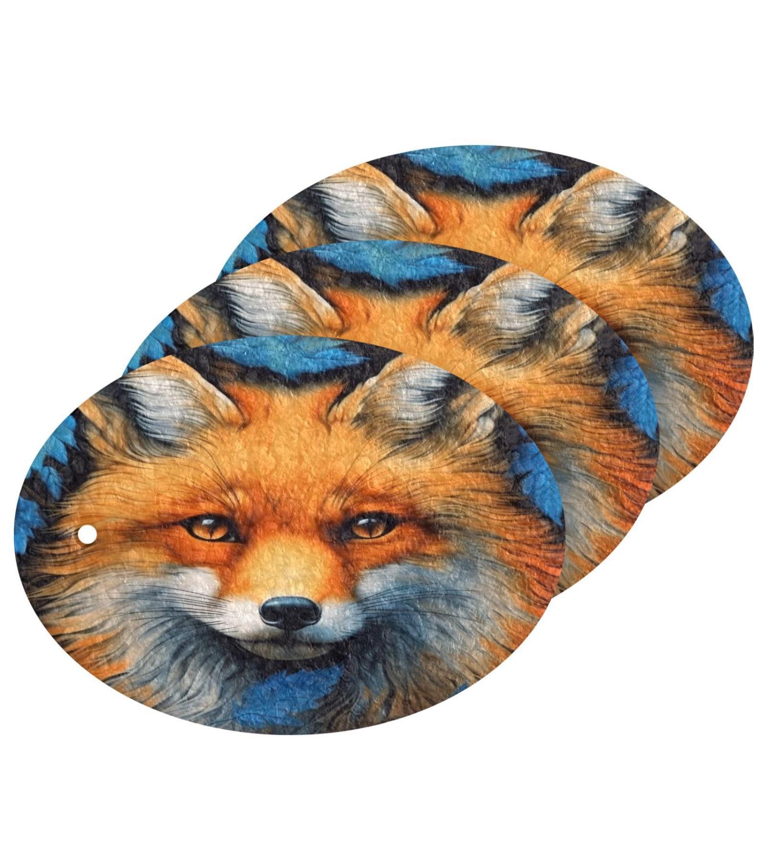 Kigai Cute Wolf Scrubbing Sponge 3 Packs Reusable Dish Wash Scrub Sponge Clean Stubborn Oil Stains Anti-Scratch Cleaning Sponge for Kitchen Tableware - Buy Online on GoSupps.com