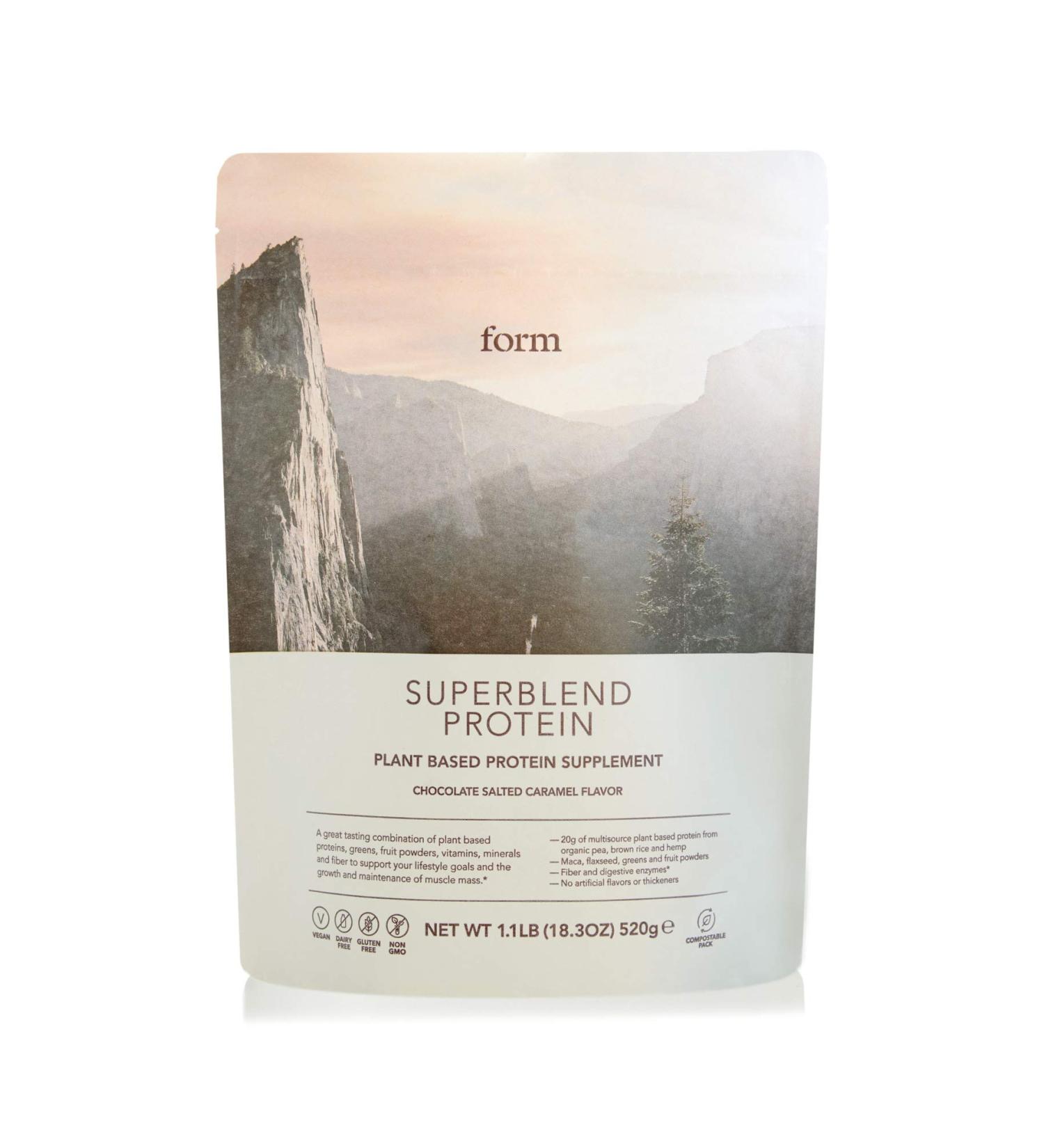 Form Superblend Protein - Vegan Protein Powder with Superfoods Vitamins and Minerals - 20g of Plant Based Protein per Serving (Chocolate Salted Caramel) - Buy Online on GoSupps.com