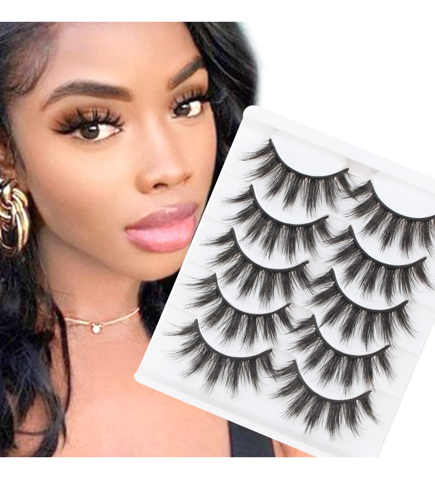 Shop 3D Dramatic False Eyelashes - 5 Pairs of Fluffy Voluminous Reusable Strip Lashes | Glowing Win - Buy Online on GoSupps.com