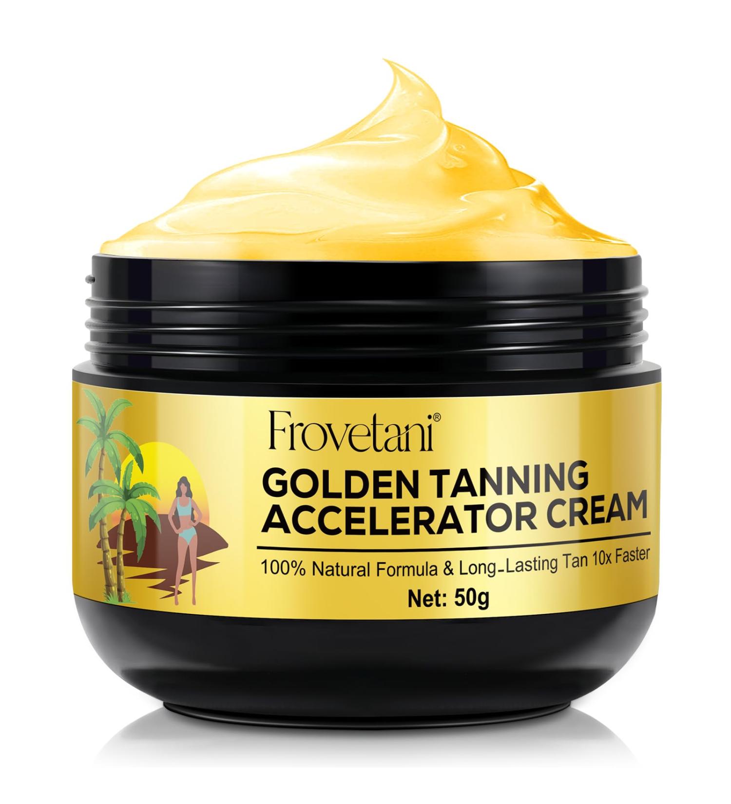 Tanning Accelerator Cream Golden Tan Accelerator for Outdoor Sun and Tanning Beds Natural Ingredients Tanning Cream for Sunbeds & Outdoor Sun Achieve a Natural Tan Skin 100g (2PCS 50g)