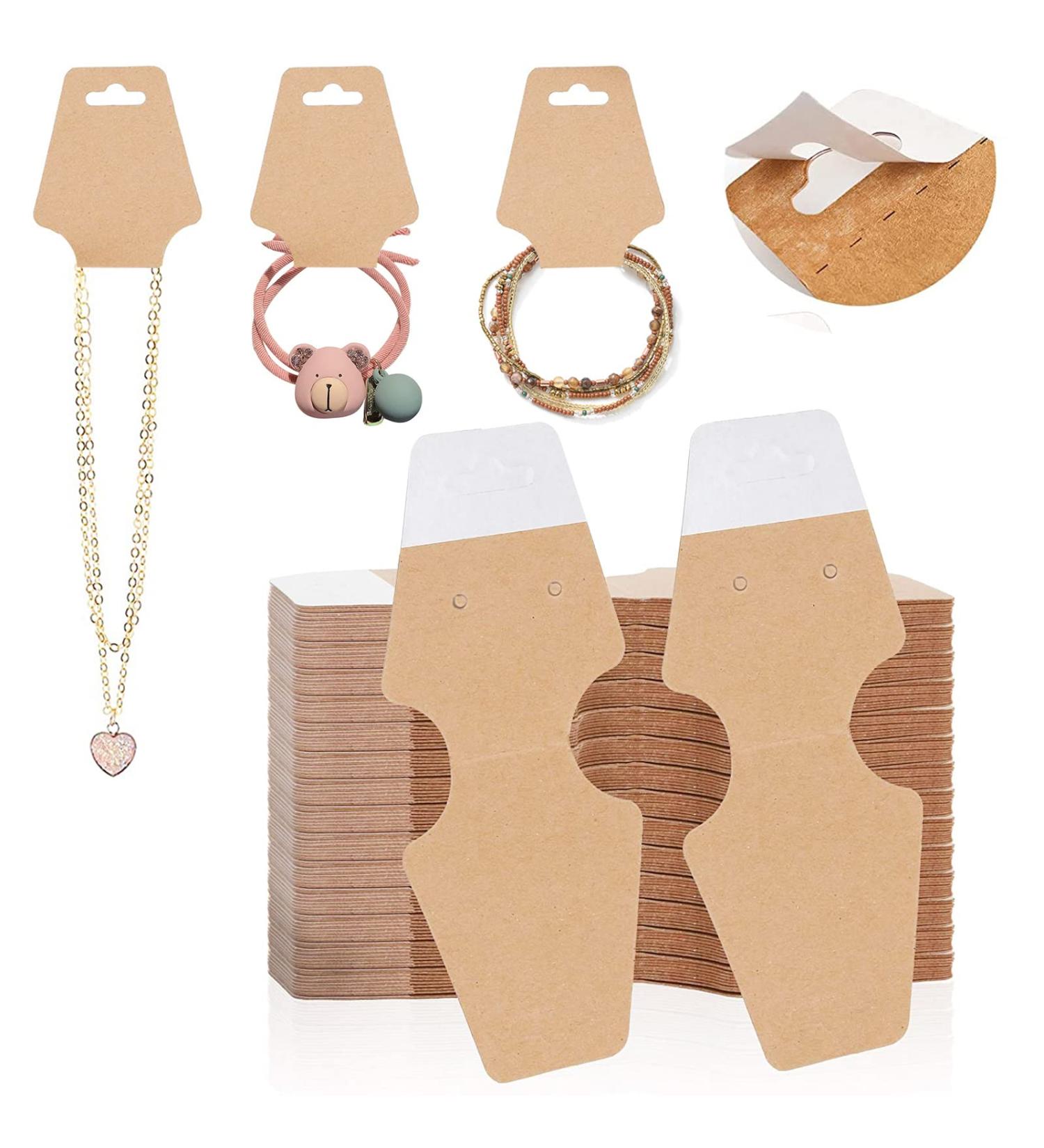 ZABARE 200 Pcs Adhesive Necklace Display Cards - Thick Kraft Paper Jewelry Cards for Selling Khaki Bracelets, Keychains - Shop Now! - Buy Online on GoSupps.com