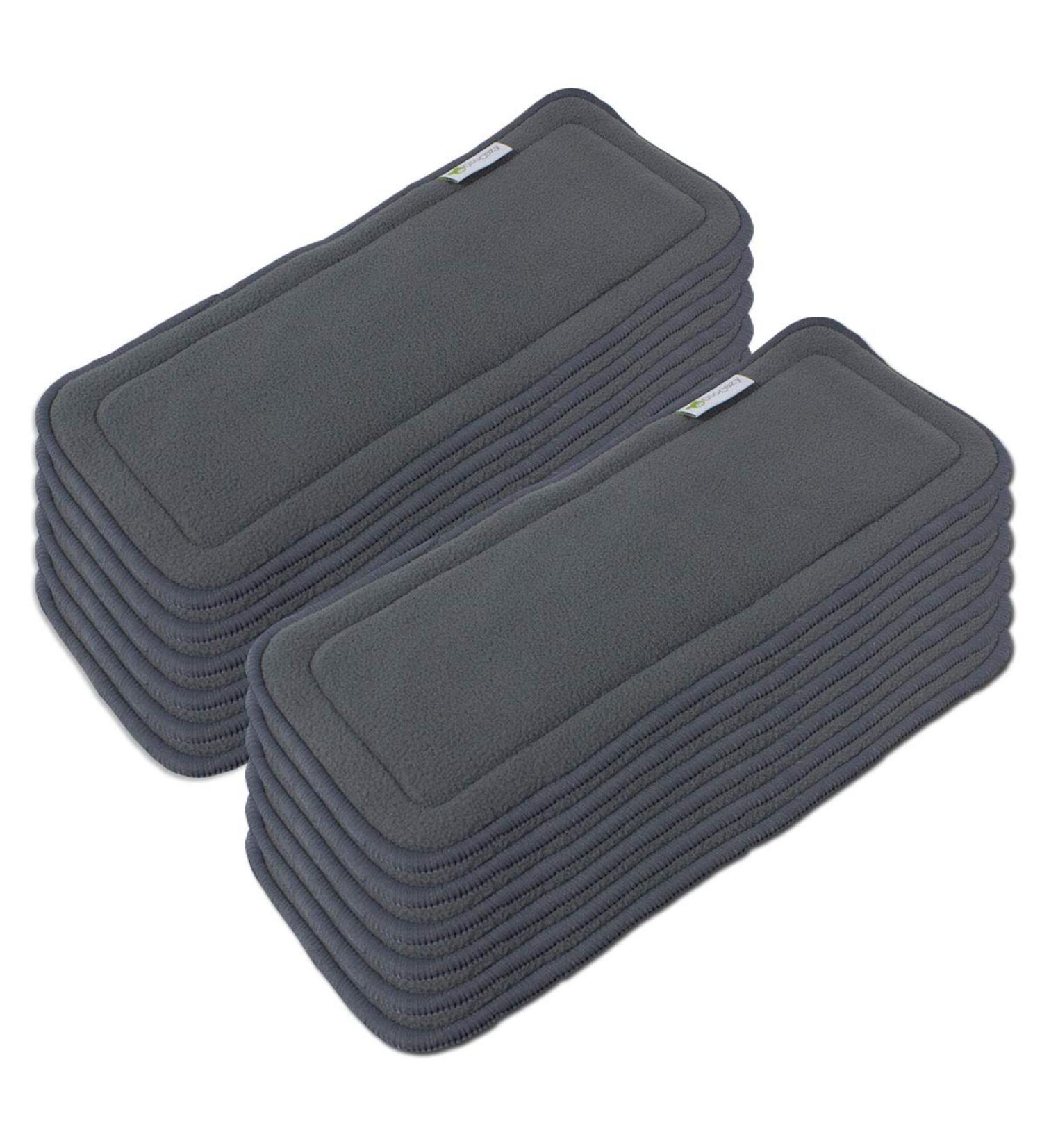 OsoCozy Bamboo Cloth Diaper Inserts 12 Pack 5 Layers Washable Soft Highly Absorbent Charcoal Size 2 - Fits Newborn to 35 lbs - Buy Online on GoSupps.com