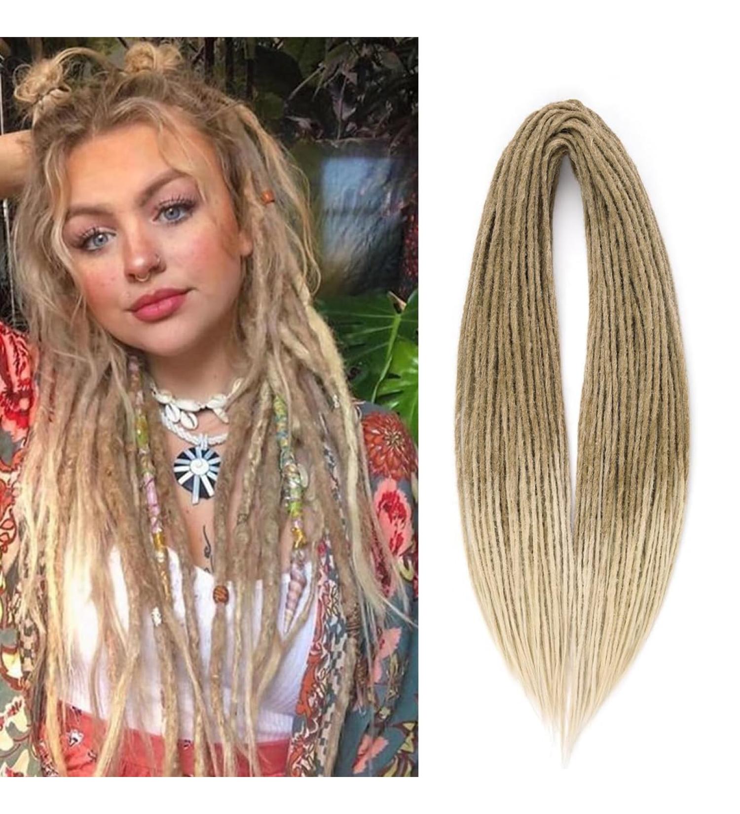 FANWYFYU Straight Double Ended Dreadlock Extensions 24 Inch DE Dreads Full Set Synthetic Hippie Style Dreads 10 Strands Handmade Braid In Dreadlock Extensions (straight 27/613) DE- 24 Inch straight(10 Strands) 27/613 - Buy Online on GoSupps.com