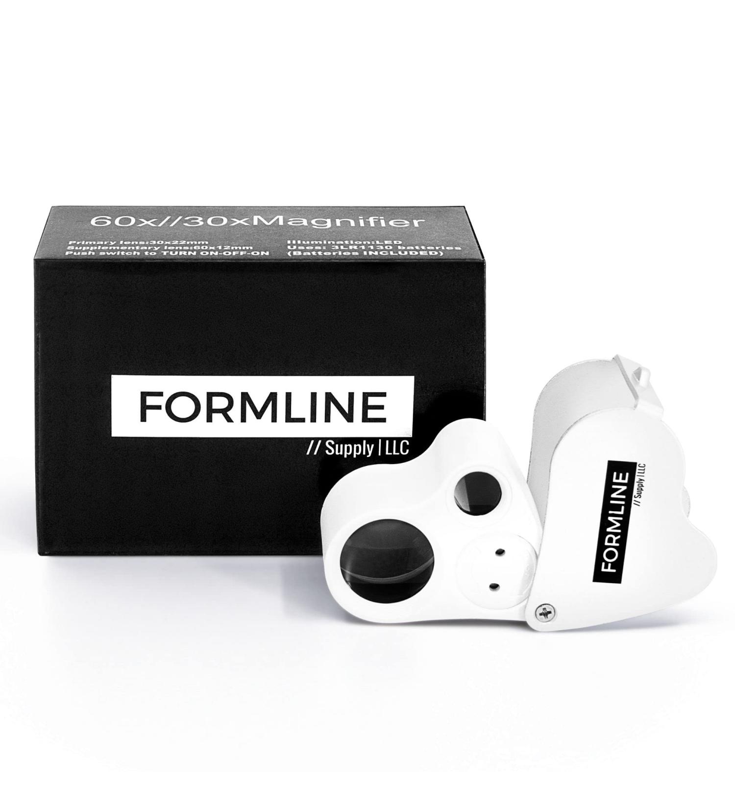 Formline LED Illuminated Jewelers Loupe Trichome Scope 60x + 30x Lens - Magnifier for Gardening, Jewelry, Antiques, Coins, Rocks, Stamps, Hobbies - White/Silver - Buy Online on GoSupps.com