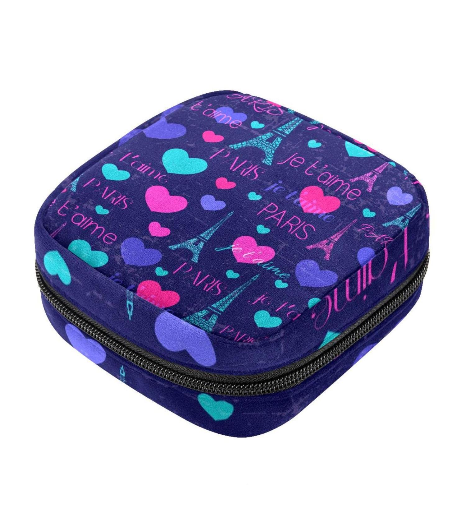 Paris Love Eiffel Tower Sanitary Napkin Storage Bag | Portable Period Pouch for Women, Teens | Menstrual Cup Holder | Nursing Pad Organizer - Color 5 - Buy Online on GoSupps.com