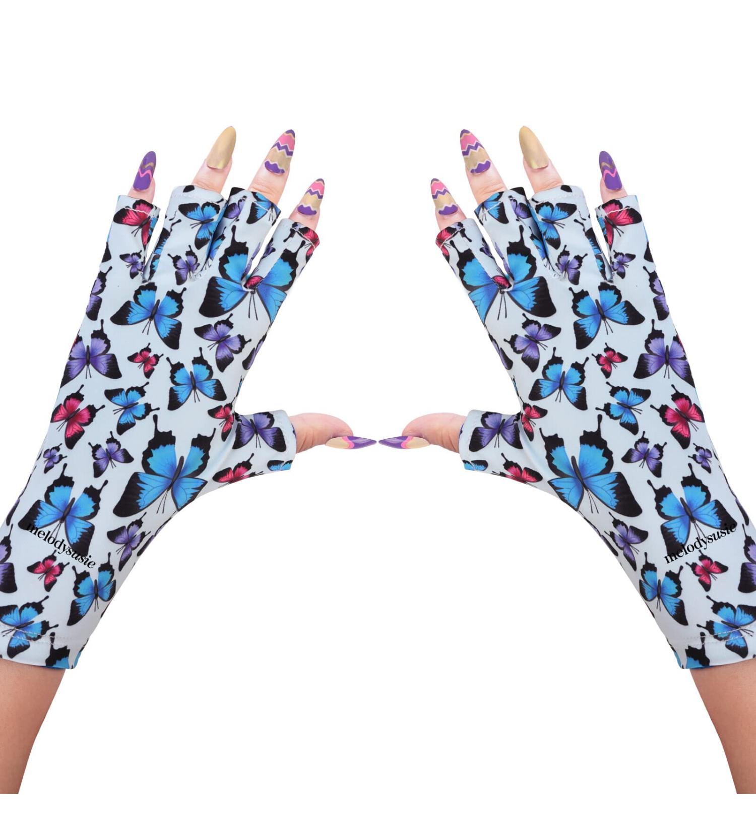 MelodySusie UV Gloves for Nails - Colorful Butterfly Design | Manicure Protection & Nail Art Care - Buy Online on GoSupps.com