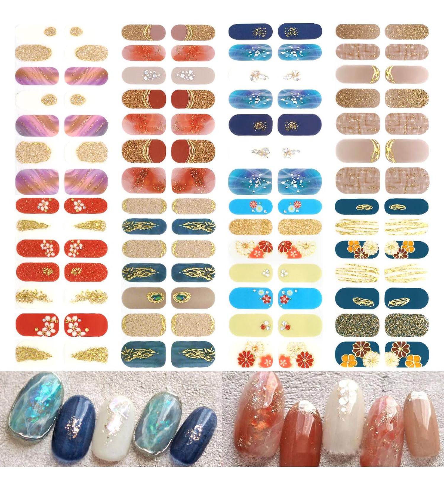 NAILDOKI Nail Stickers 8 Sheets x 14 Pieces - Self-Adhesive Gel Nail Wraps for Women & Girls | Nail Polish Strips & Art Decals C3-20 - Buy Online on GoSupps.com