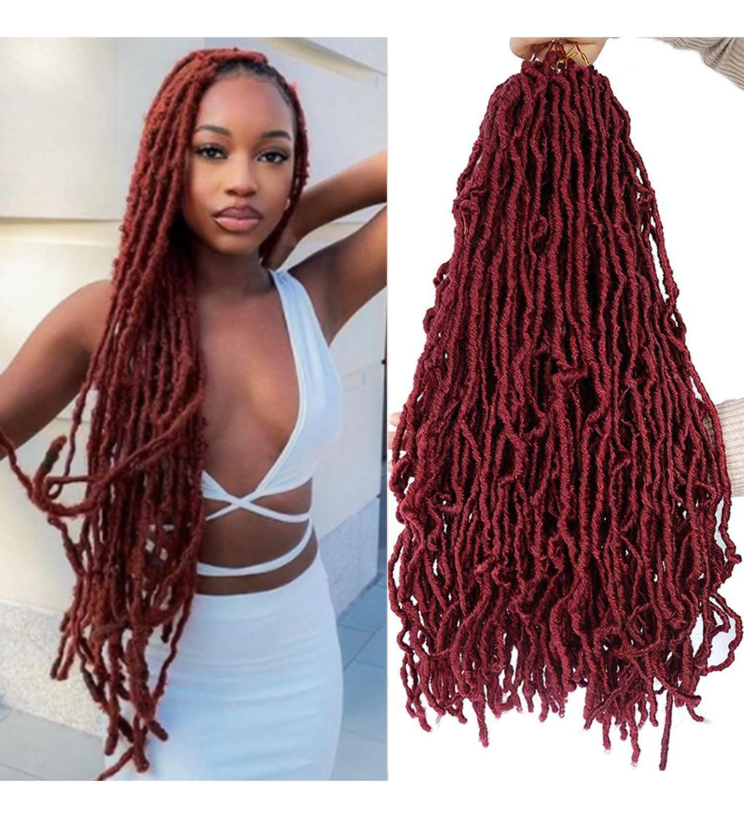 Soft Locs 24 Inch Crochet Hair 6 Packs Burgundy Color Faux Locs Crochet Hair - Pre Looped Synthetic Hair for Black Women (Pack of 6) - 24 Inch BUG - Buy Online on GoSupps.com